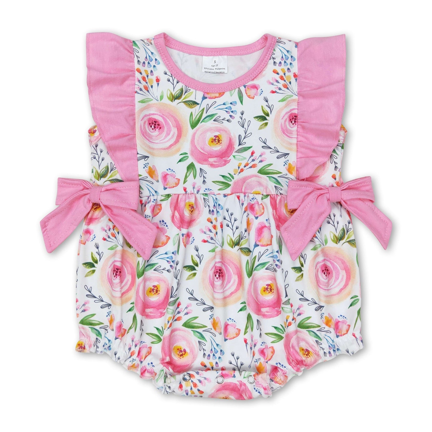 Rosa Rüschen Strampler mit Blumenmuster für Baby-Mädchen Frühling Sommer