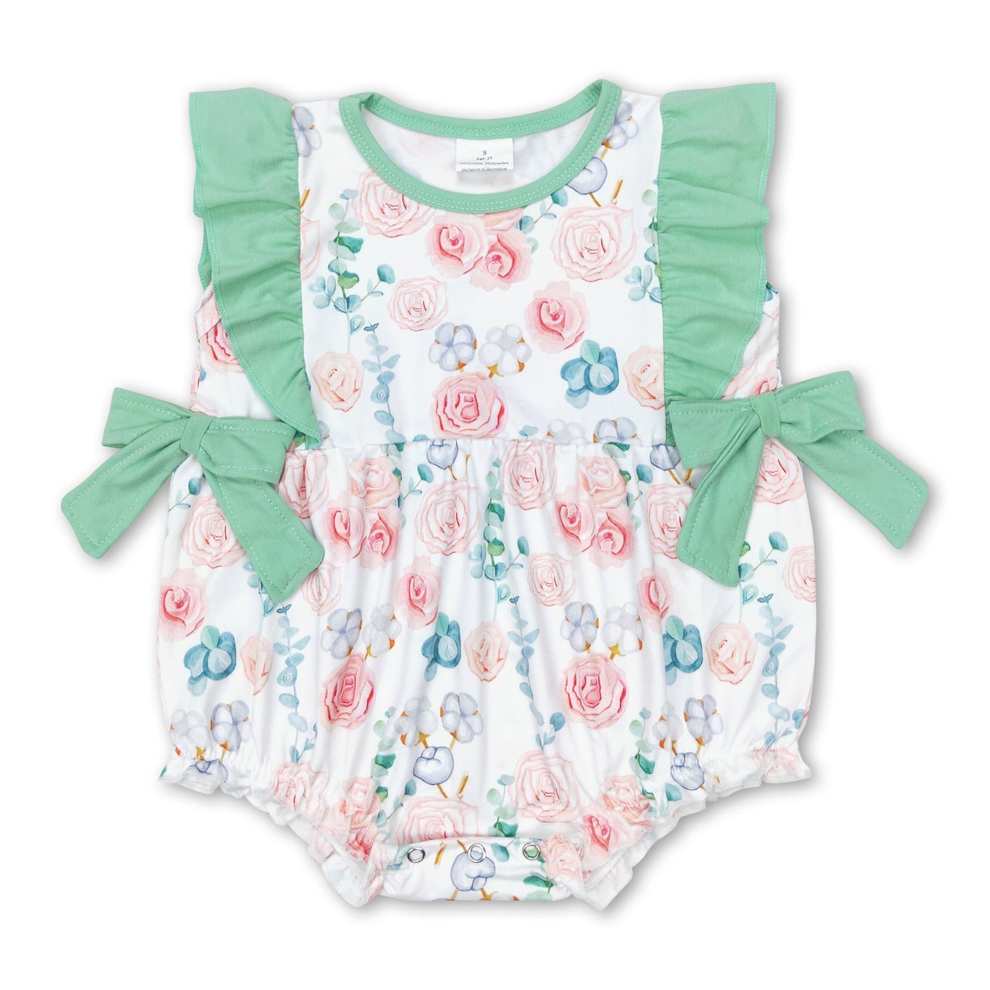 Mint Rüschen Blümchen Strampler für Baby-Mädchen Frühling Sommer