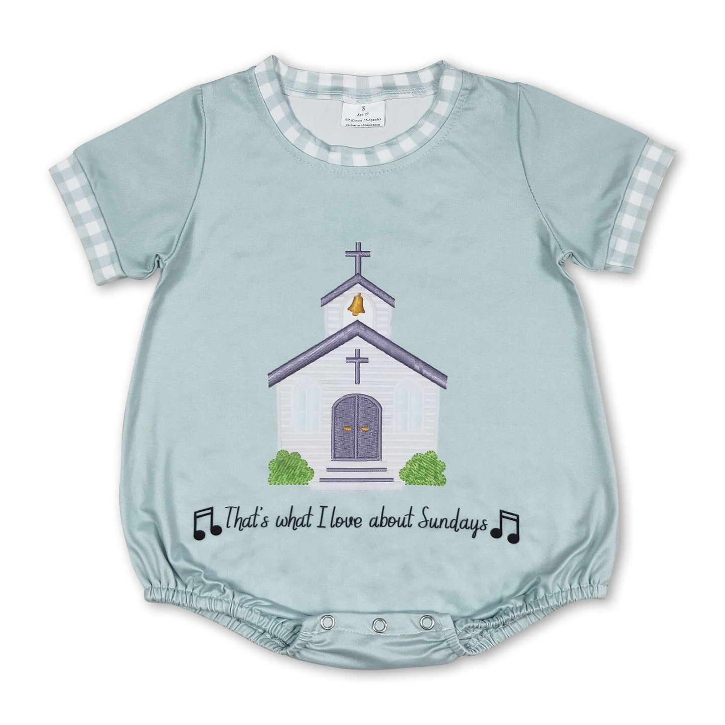 Kurzarm-Kreuz-Kirche-Baby-Strampler für Kinder