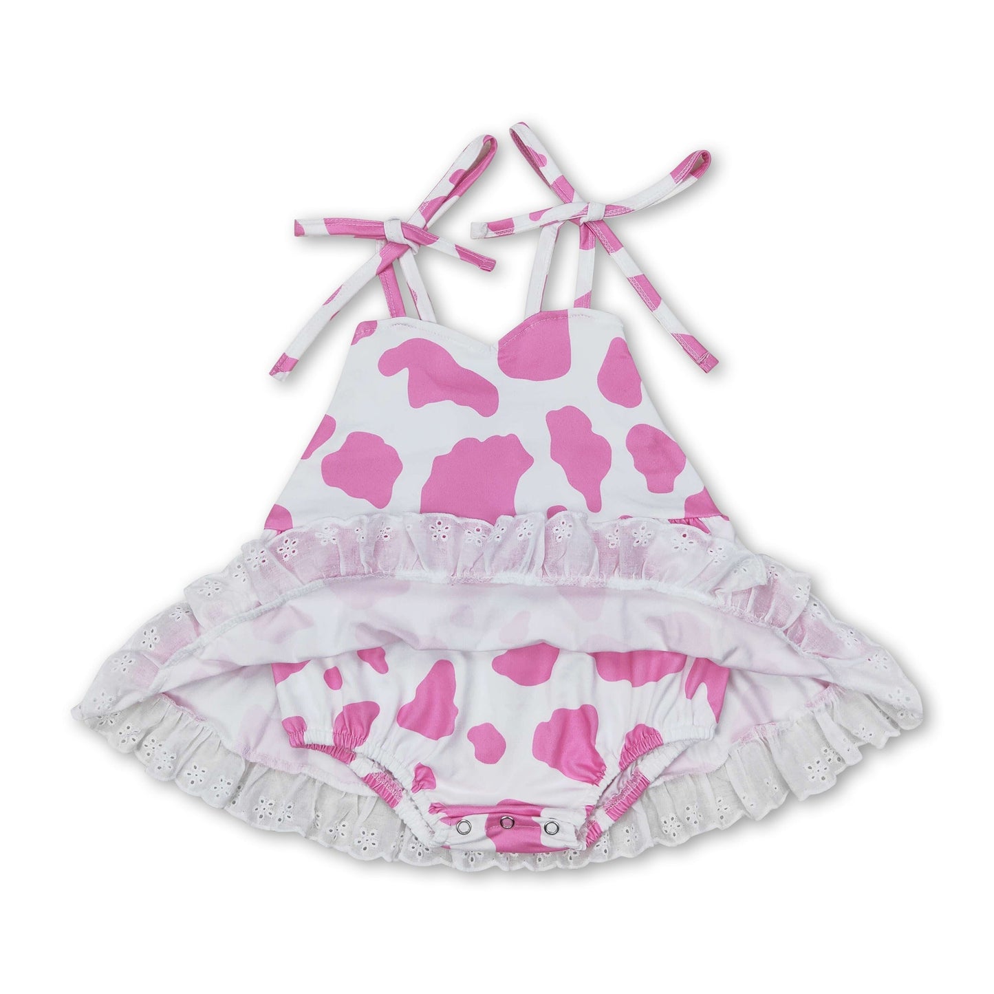 Rosa Kuh-Träger Baby Mädchen Sommerstrampler