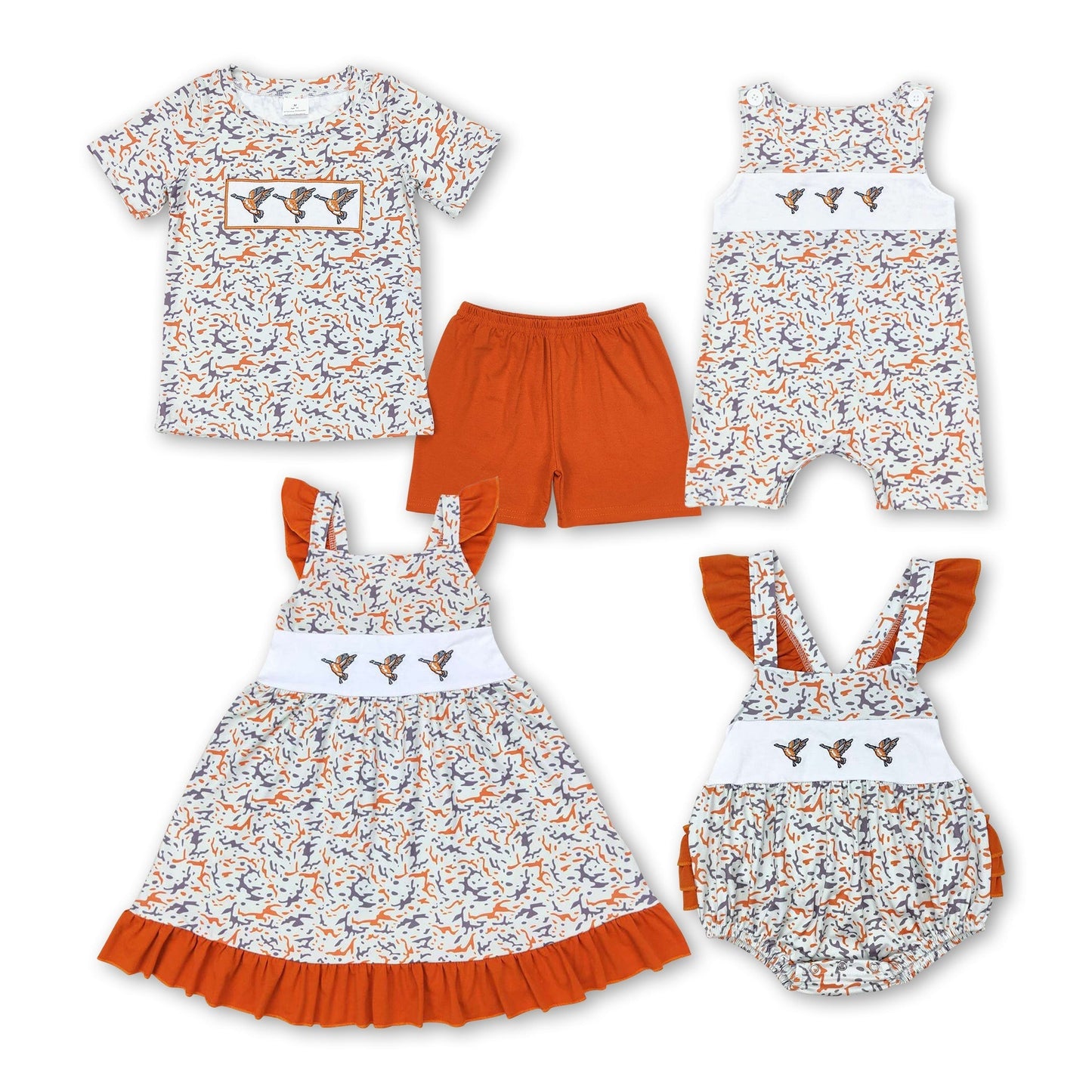 Strampler für Baby Mädchen, Enten-Tarnmuster, Rüschen, Flügelärmel