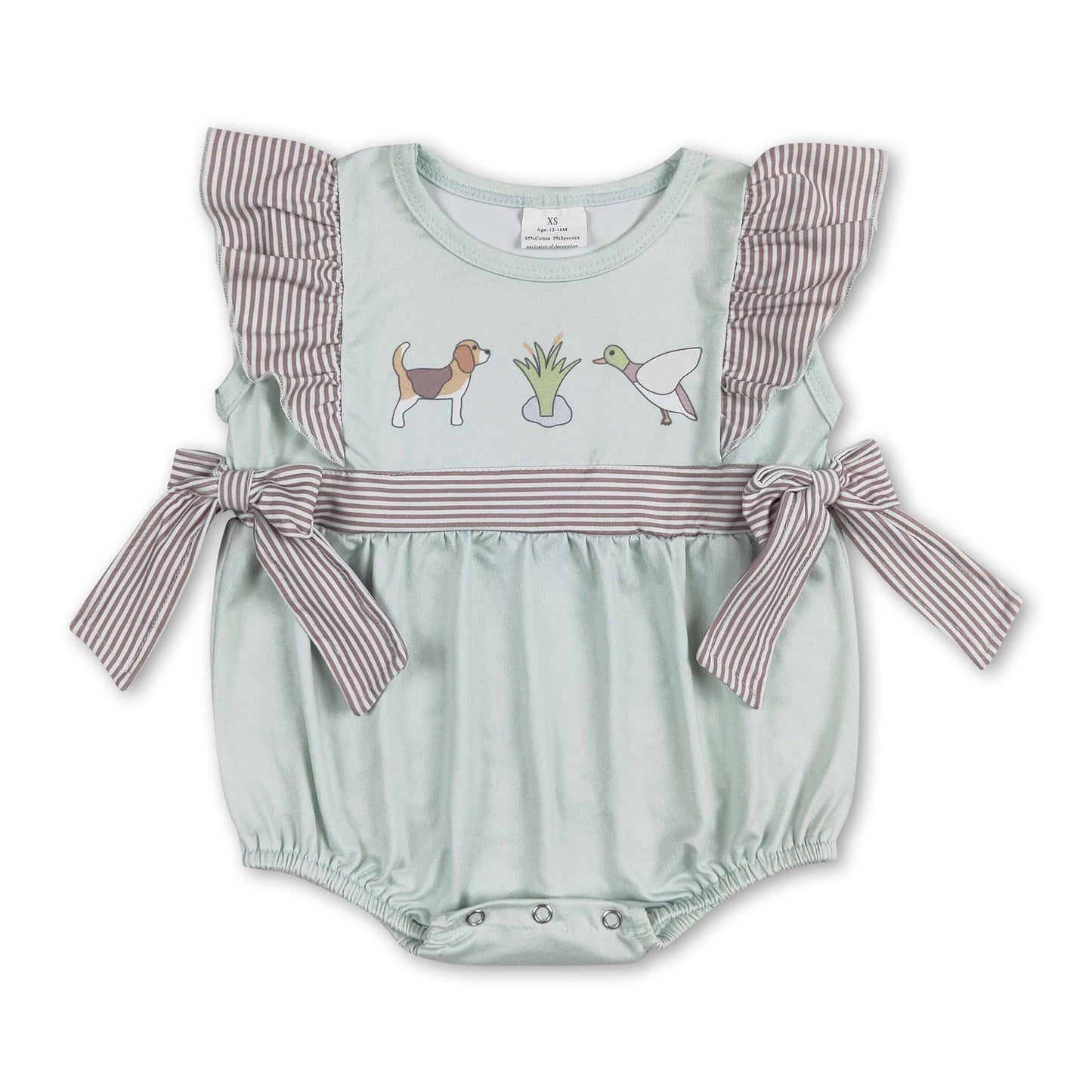 Strampler für Baby-Mädchen mit Entenmotiv und Volantärmeln