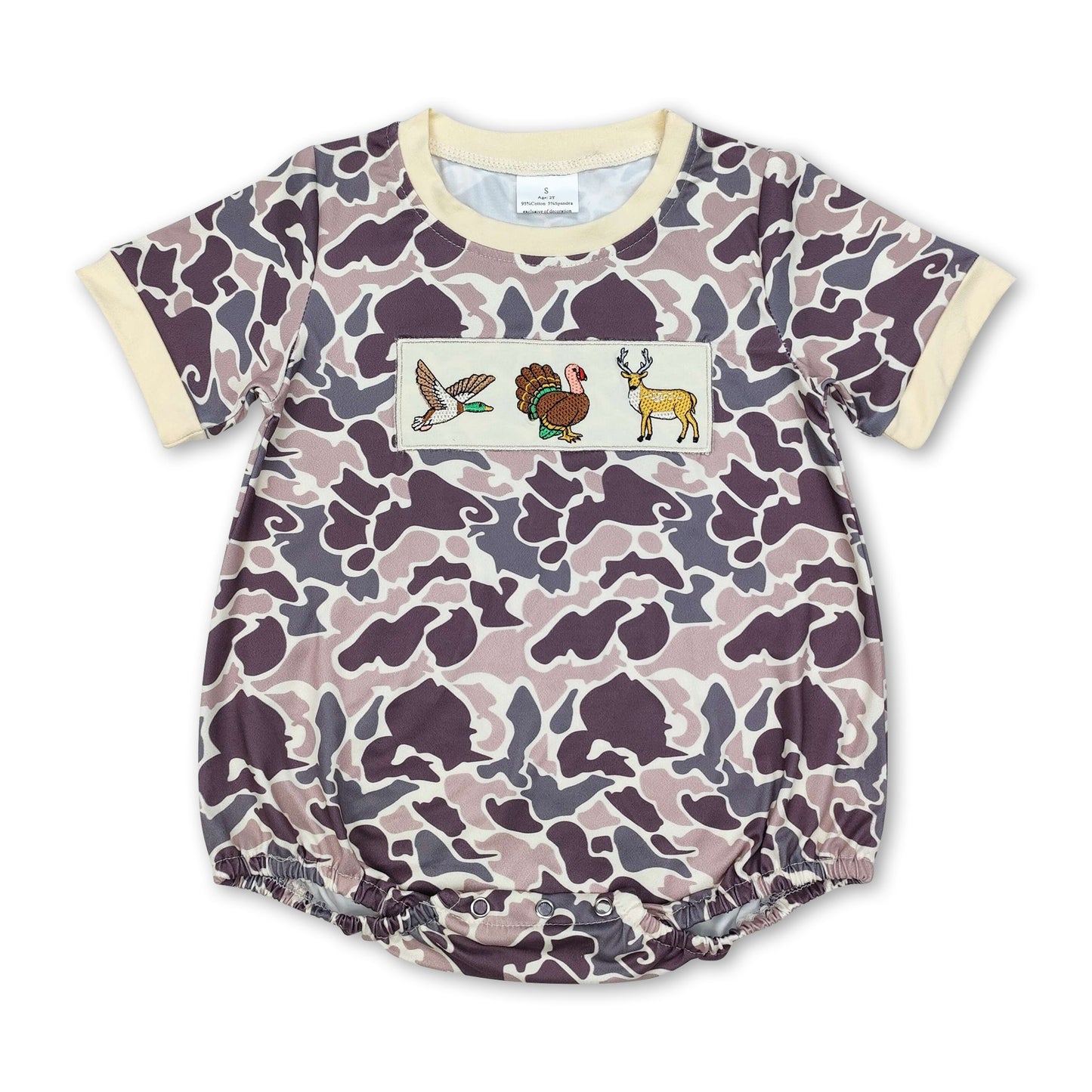 Kurzarm-Enten-Truthahn-Reh-Camo-Baby-Jungen-Strampler