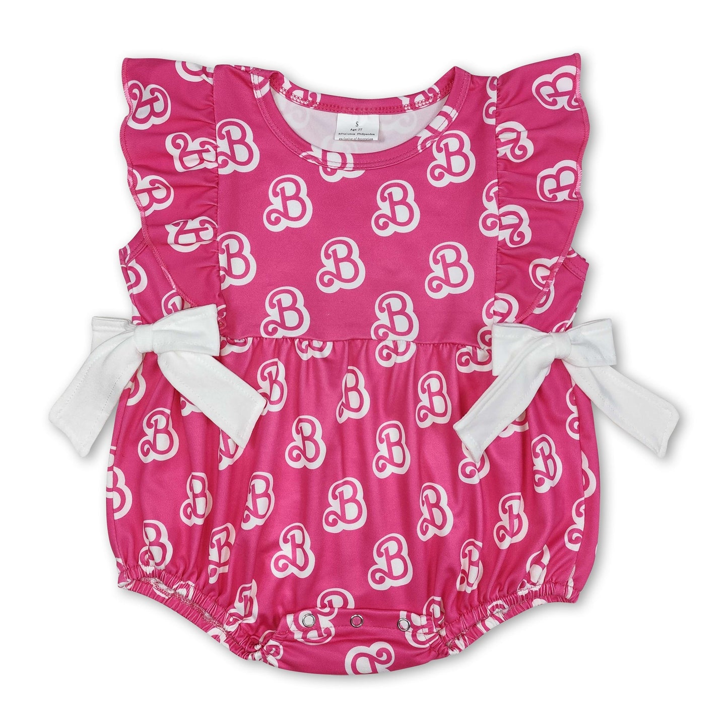 Rüschen heißer pinker Bogen Party Strampler für Baby-Mädchen