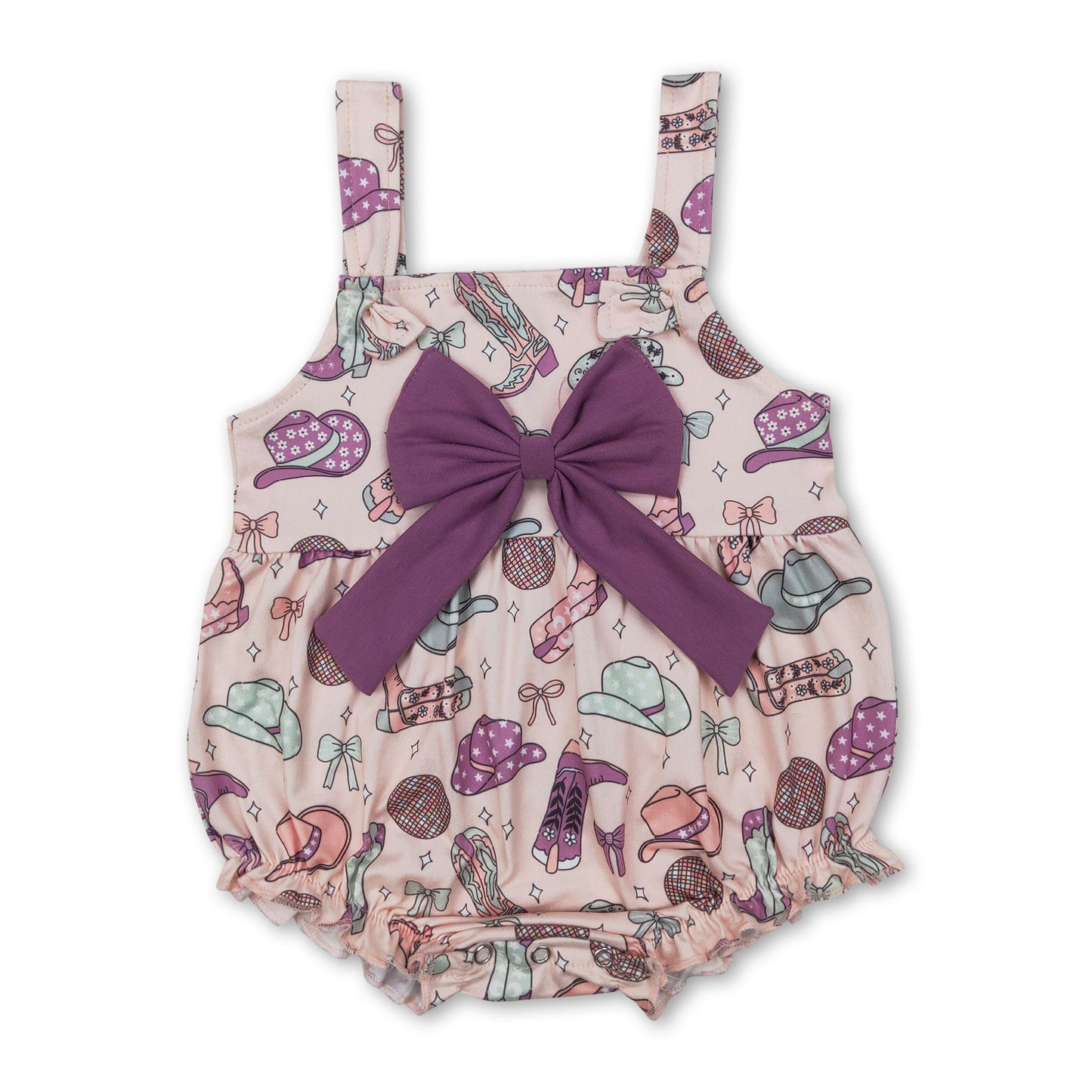 Träger Schleife Stiefel Hut Western Baby Mädchen Strampler