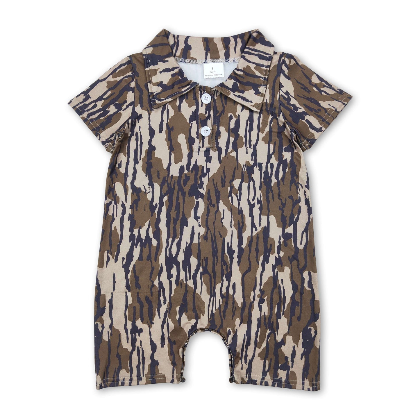 Kurzärmeliger Camouflage Baby Strampler mit Polokragen