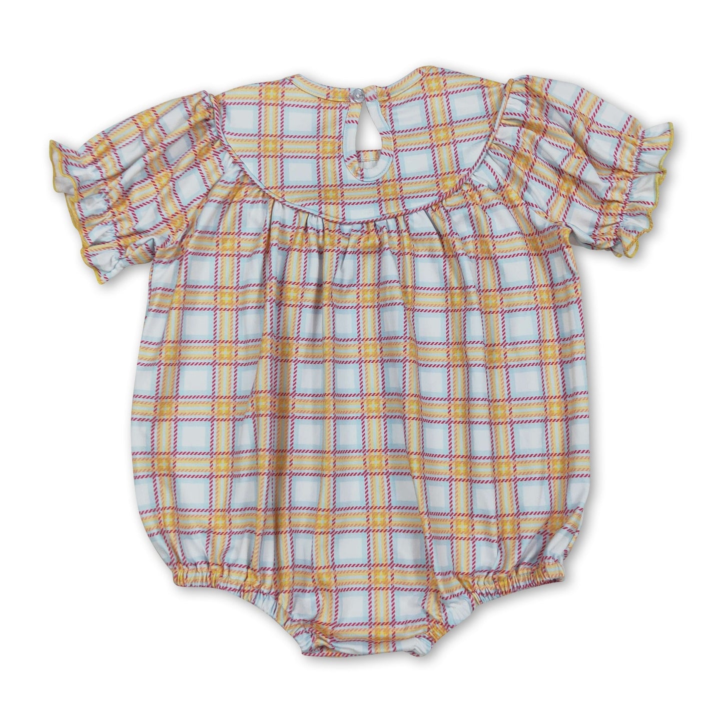 Kurzarm-Karo-Kuh-Traktor-Bauernhof-Baby-Mädchen-Strampler