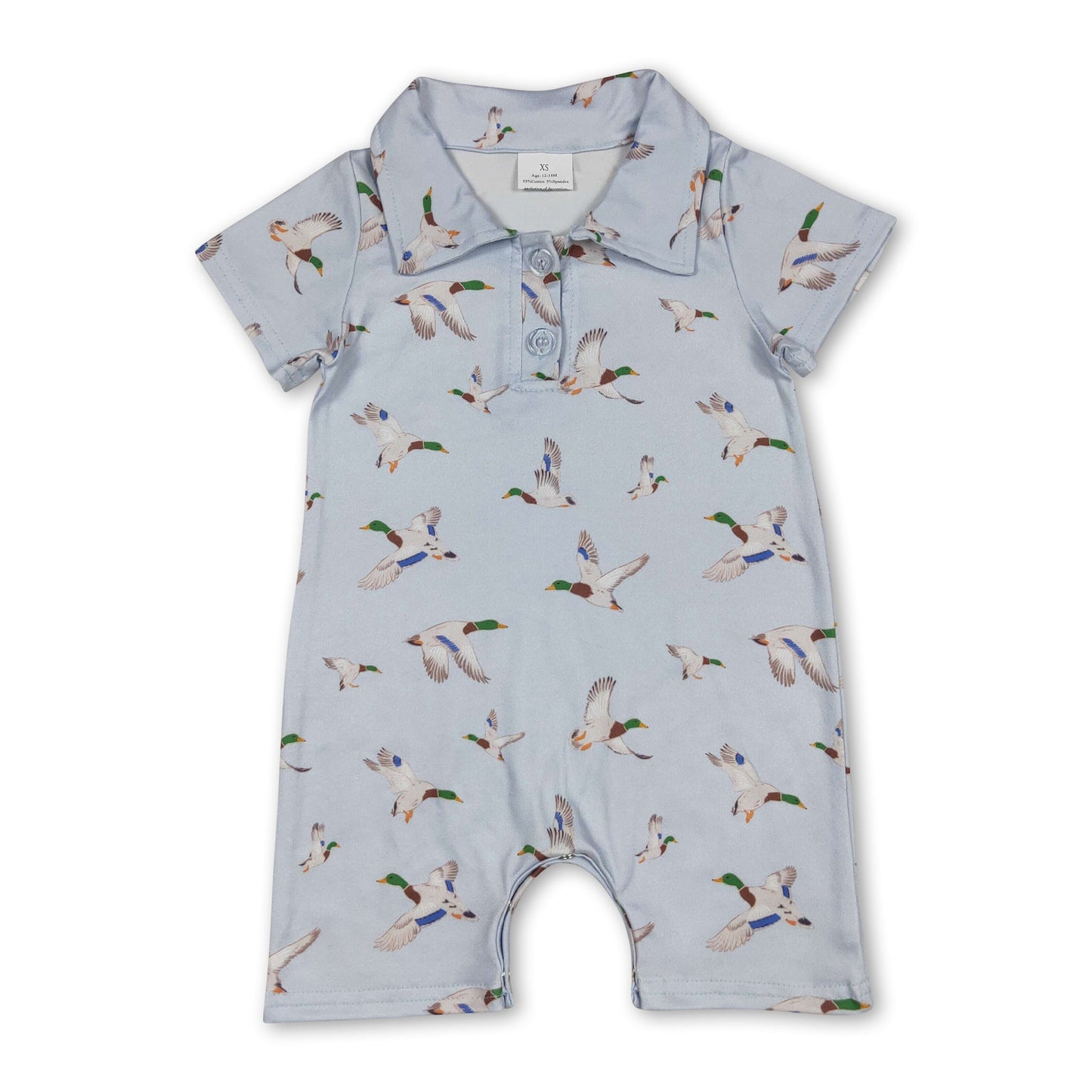 Kurzarm-Polo-Strampler für Babyjungen mit Entenmotiv für den Sommer