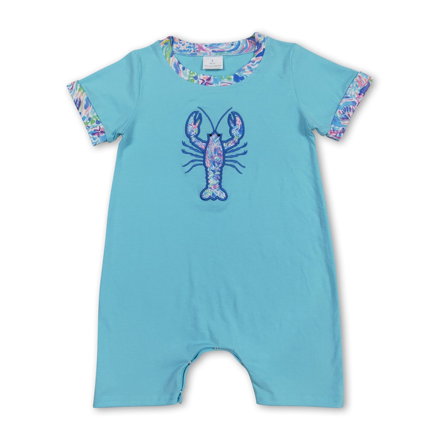 Hellblauer Aquarell-Flusskrebs-Strampler für Jungen im Sommer