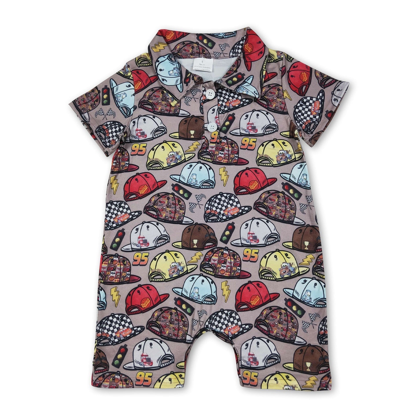 Kurzarm-Polo-Strampler für Jungen mit Sommermütze