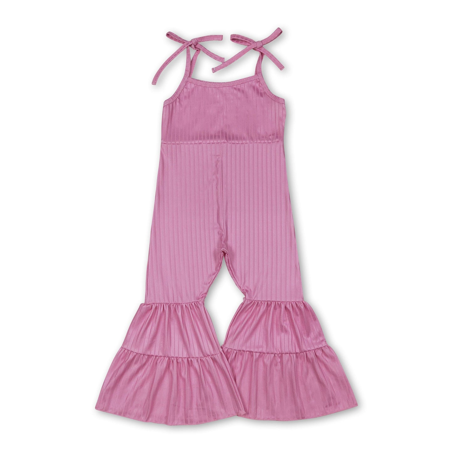Pinke Träger Patchwork Rüschen Mädchen Jumpsuit