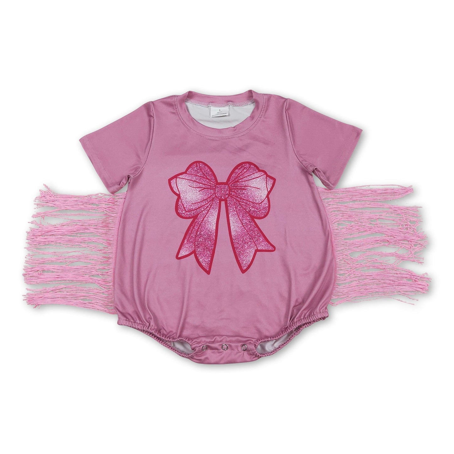Rosa kurzärmeliger Strampler für Baby-Mädchen mit Quasten und Schleife