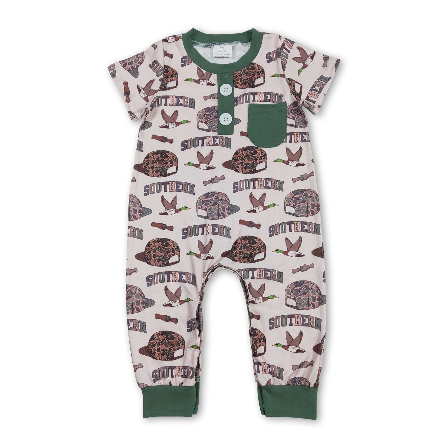 Kurzarm-Entenlocker-Camo-Hut Strampler für Baby-Jungen