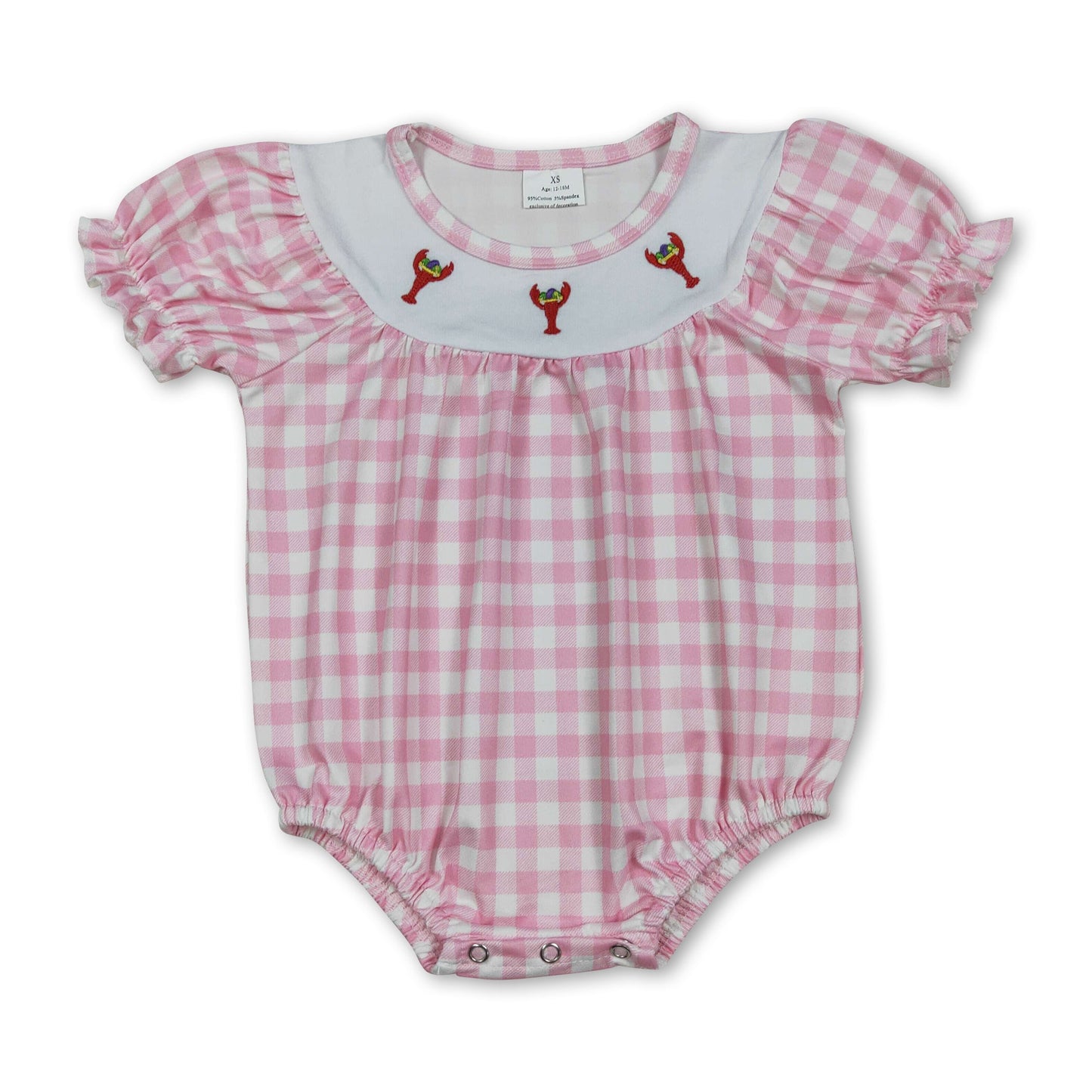 Kurzarm Strampler für Mädchen, rosa Schleifen, roter Krebs