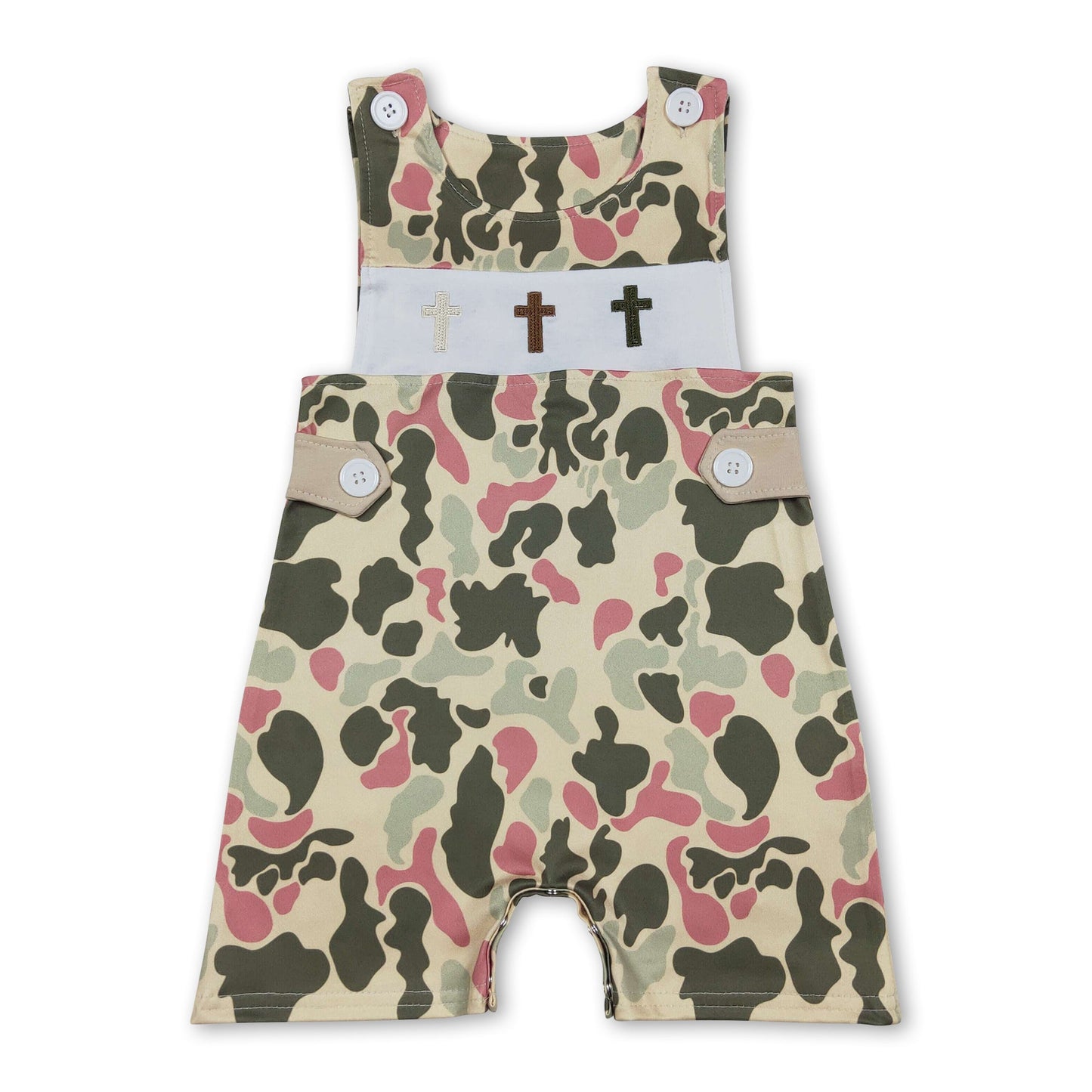 Ärmelloser Camouflage-Kreuz-Osterstrampler für Baby-Jungen
