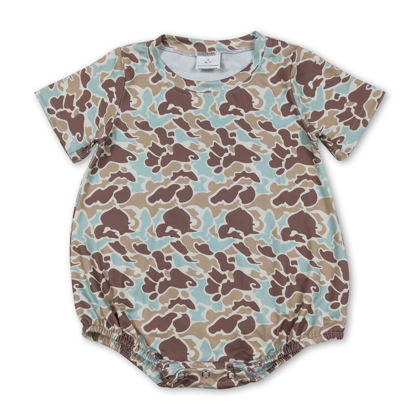 Kurzärmeliger Baby-Sommerstrampler im Camo-Mint für Jungen