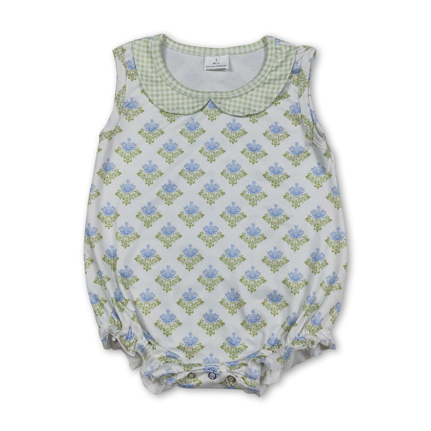 Ärmelloser Baby-Strampler für Mädchen, grün, hellblau, geblümt, Sommer