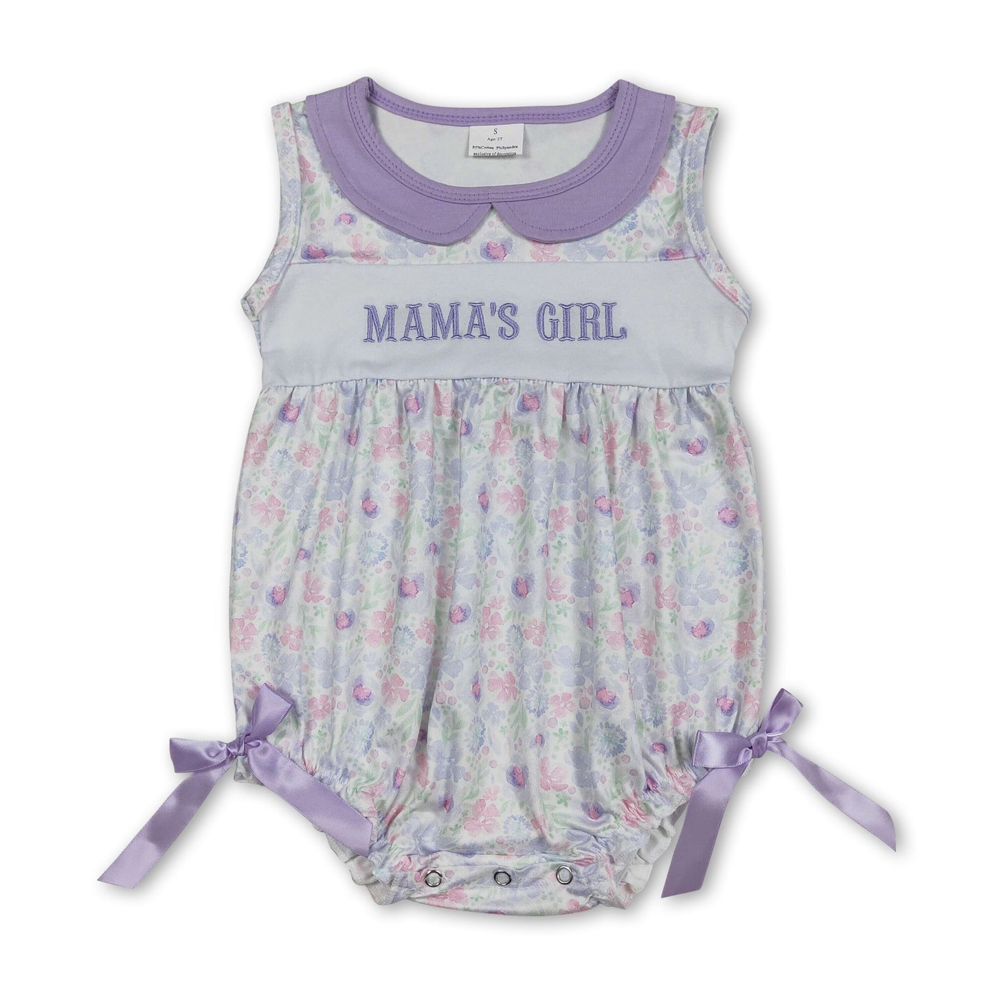 Ärmelloser Baby-Strampler mit Lavendel-Blumenmuster „Mama's Girl“