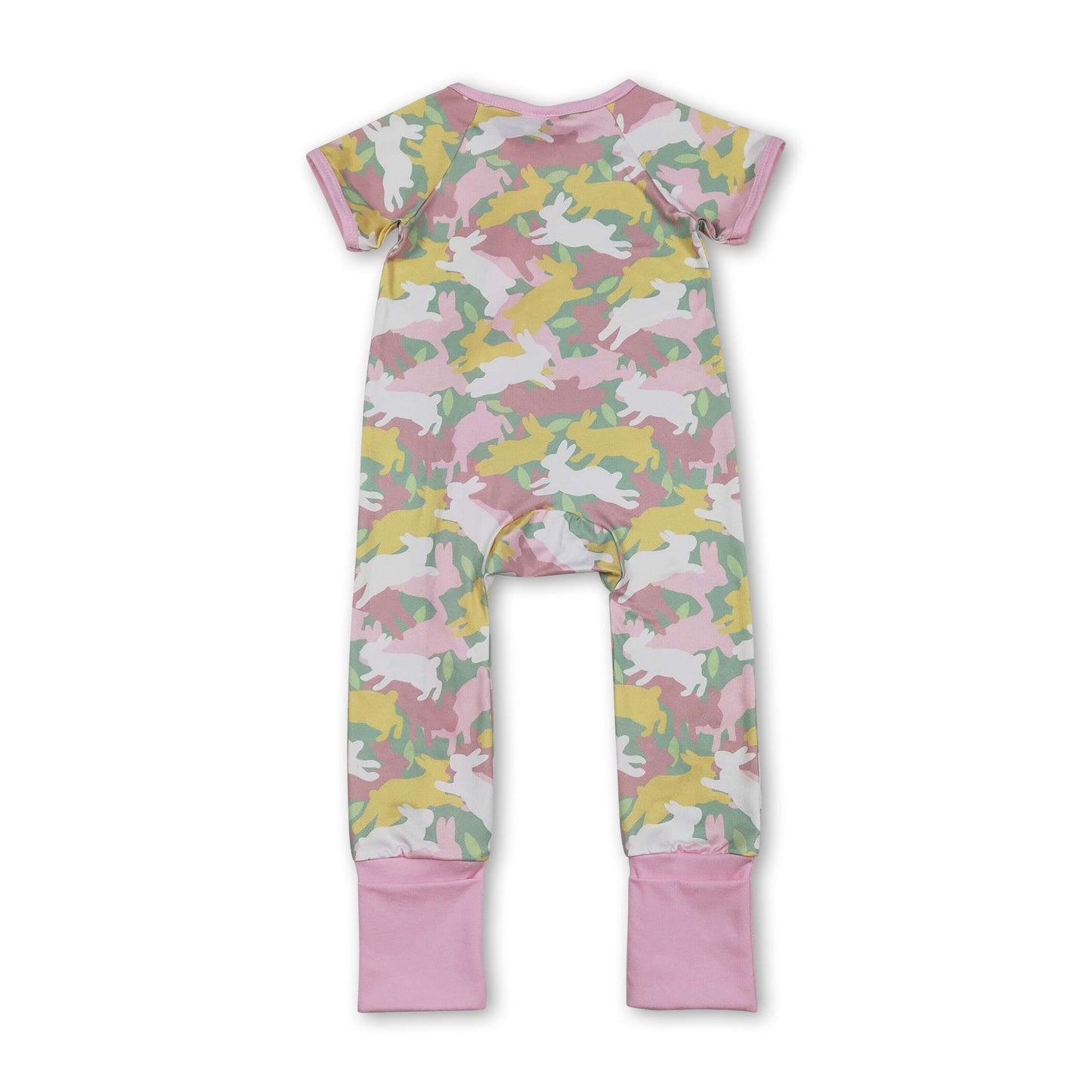Kurzärmliger Camouflage Häschen Strampler für Baby-Mädchen mit Reißverschluss zu Ostern