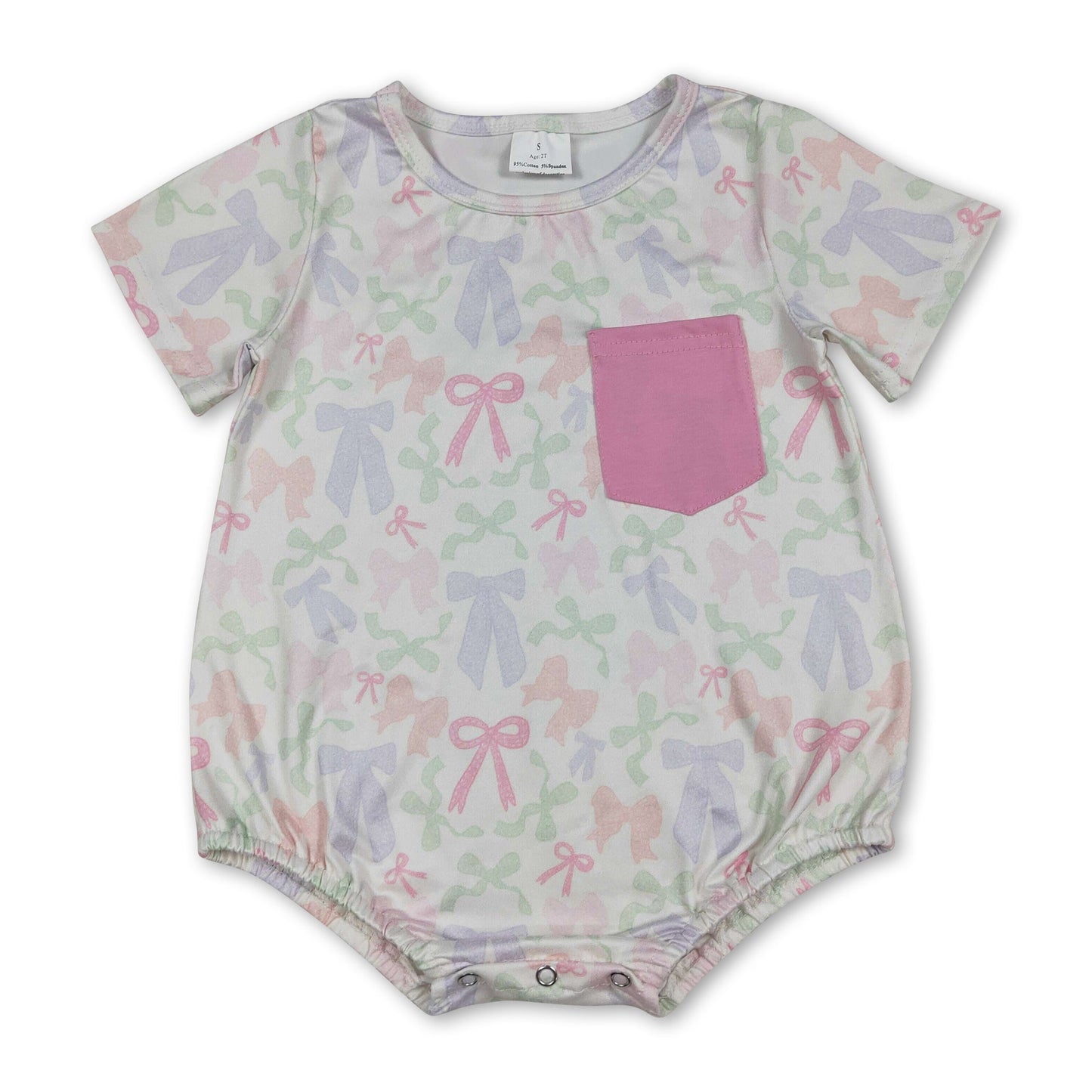 Kurzarm-Strampler für Baby-Mädchen mit farbenfrohen Schleifen