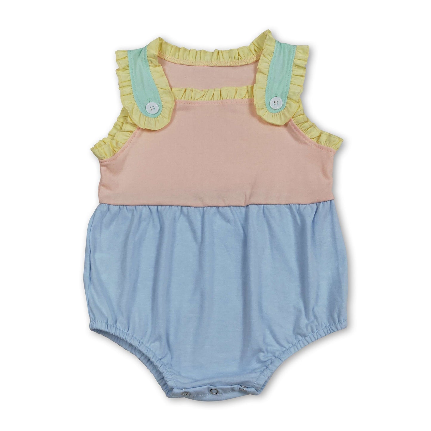 Ärmelloser Strampler für Baby-Mädchen aus Baumwolle mit Rüschen und Patchwork für den Sommer