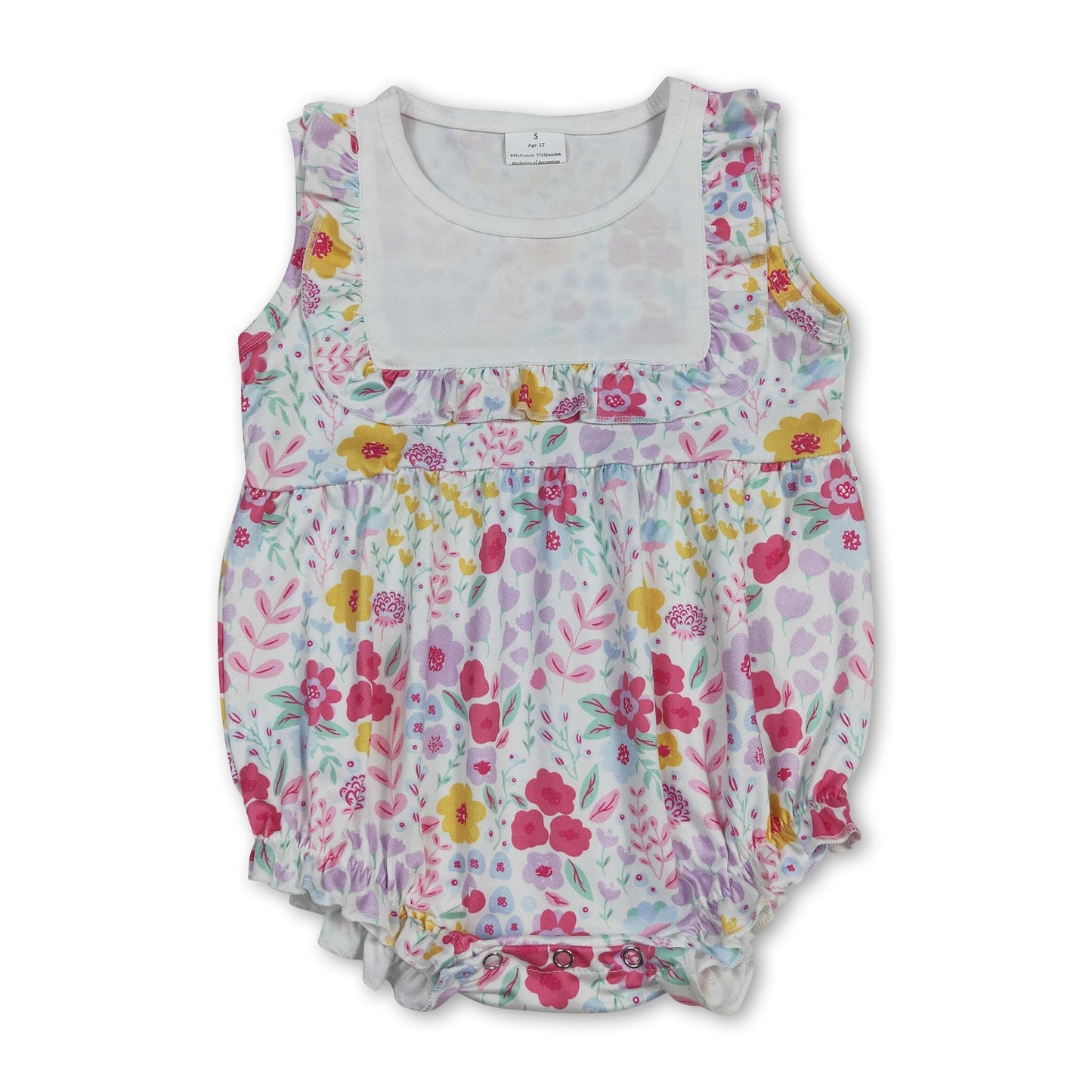 Rüschen-Blumenmuster Baby-Mädchen Frühling Sommer Strampler