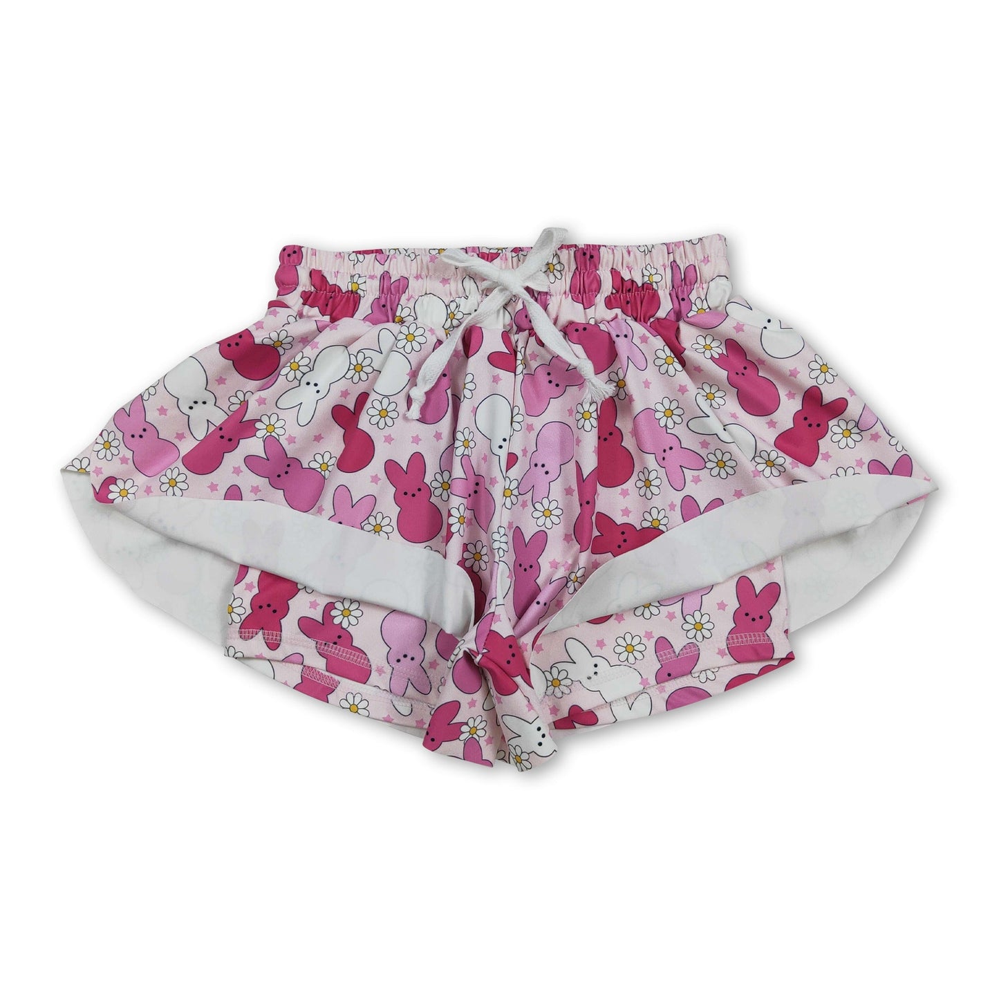 Florale rosa-weiße Hasen-Kinder-Mädchen-Oster-Active-Shorts