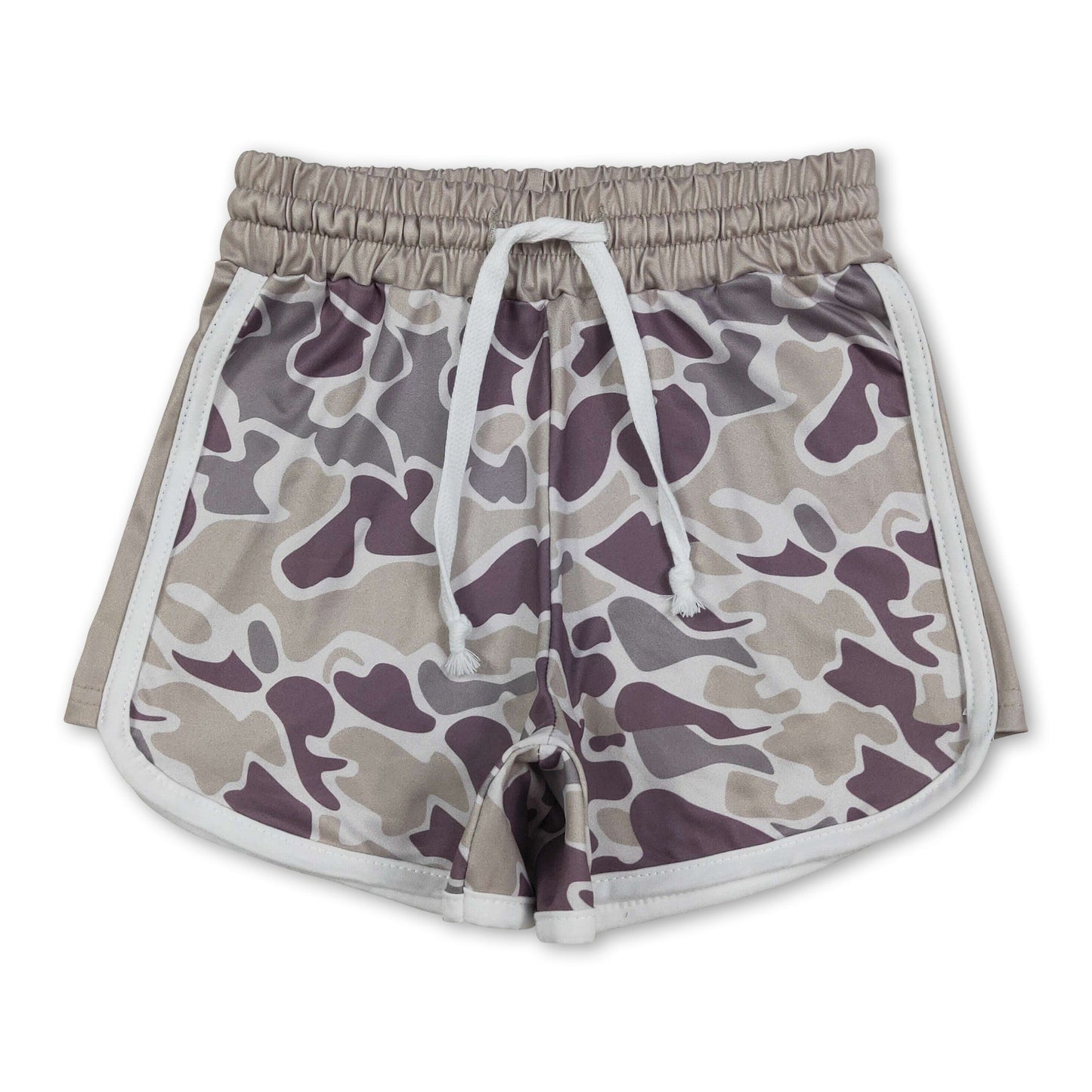 Lila Camouflage-Shorts für Mädchen mit Kordelzug für den Sommer