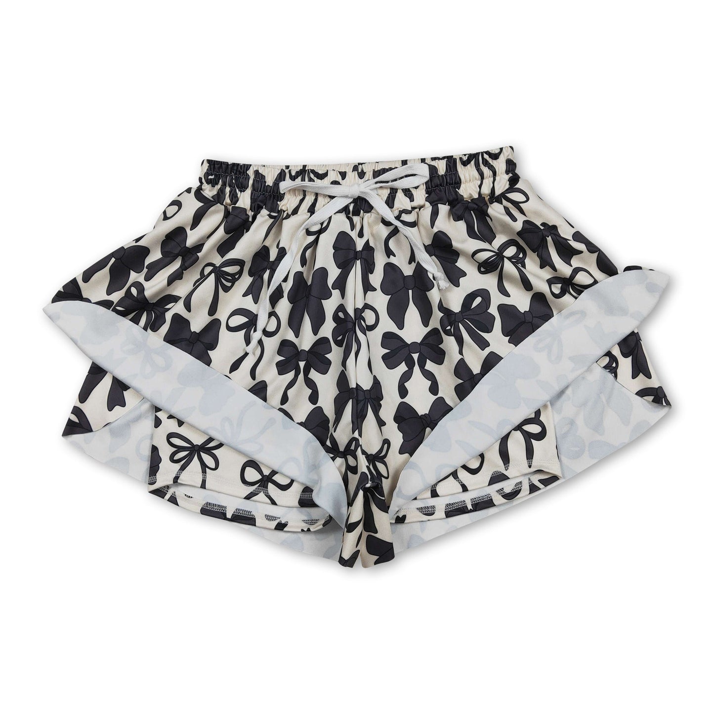Schwarze Schleifen-Sportshorts für erwachsene Frauen für den Sommer