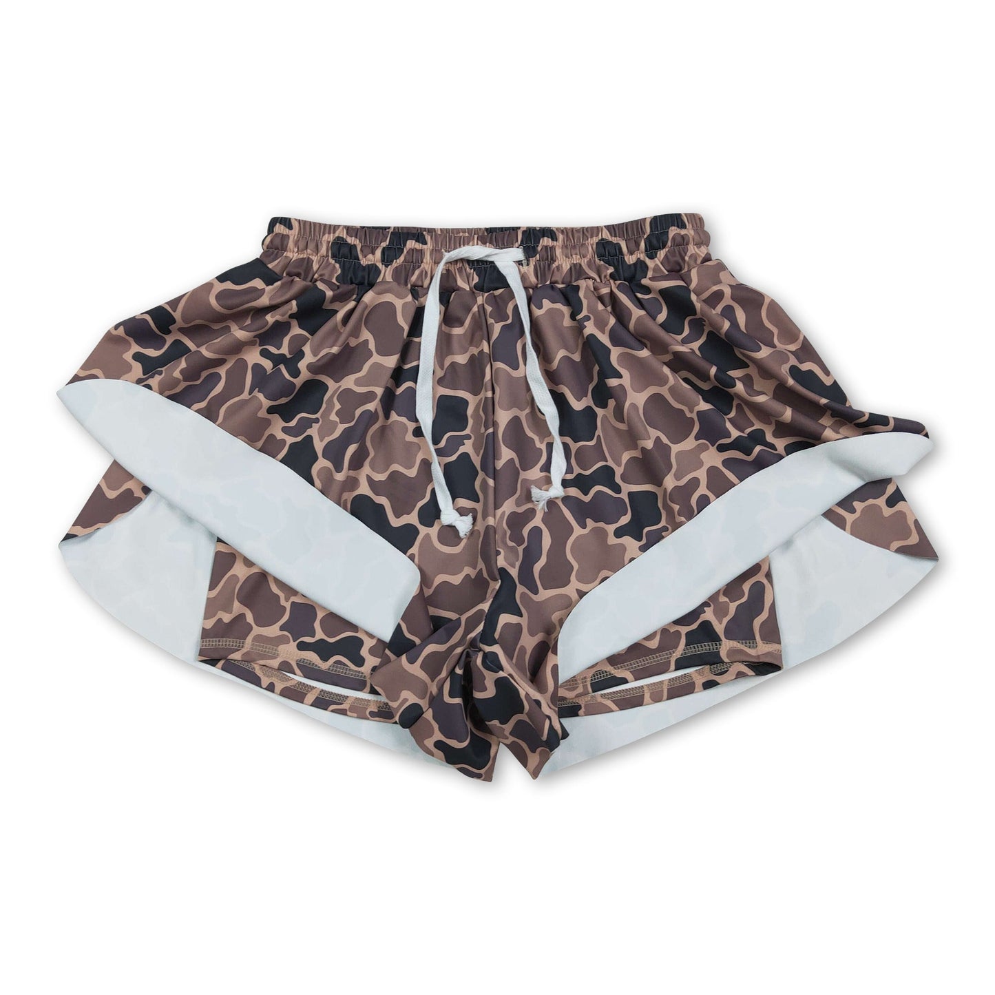Braune Camo-Shorts für Damen, Sommer