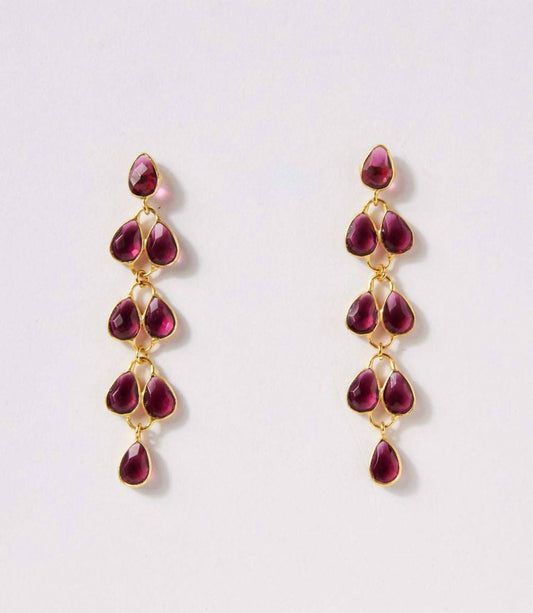 Women's Feather Drop Gemstone Earrings