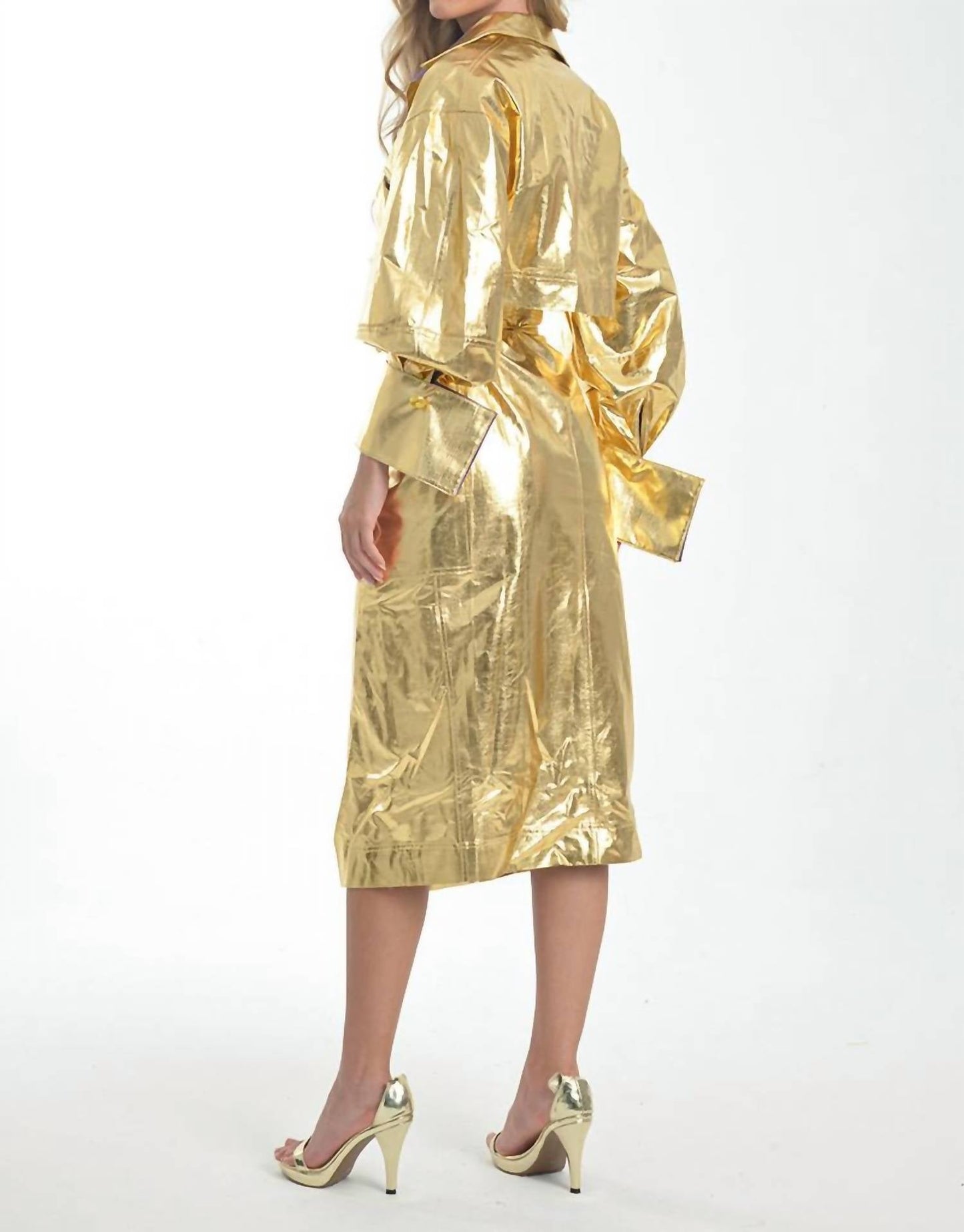 Goldener Glam-Trenchcoat-Kleid