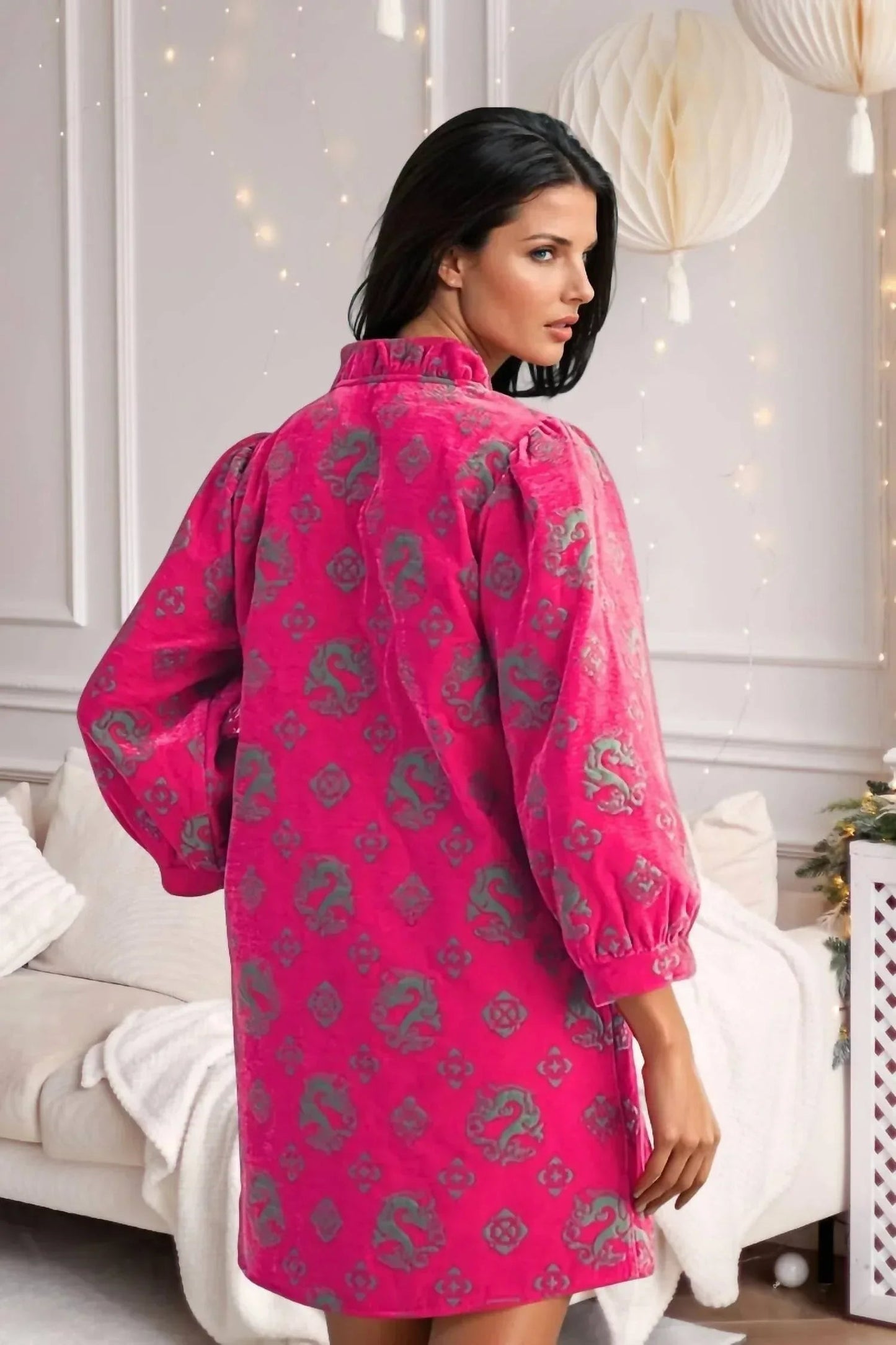 Gretchen Button Down Jacquard Dress