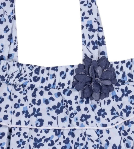 Ärmelloses Satin-Rüschentop mit Blumenmuster für Mädchen