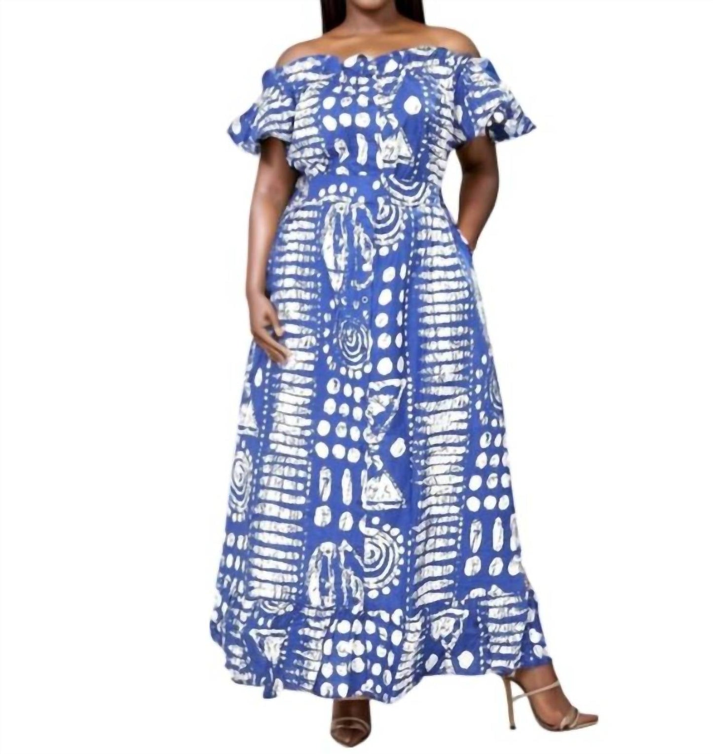 Carmen-Maxikleid mit Blumenmuster