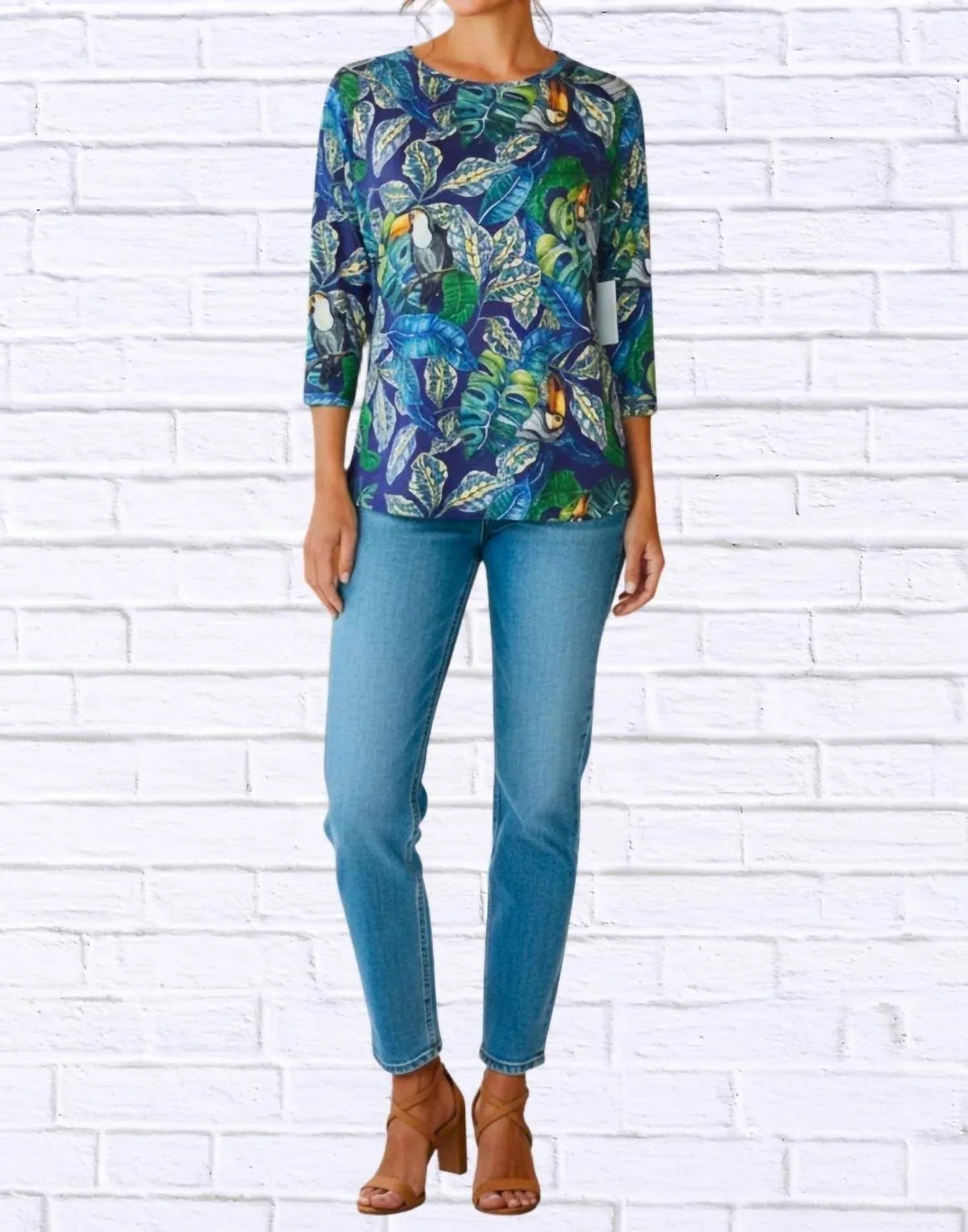 Tropical Toucan Print Long Sleeve Top