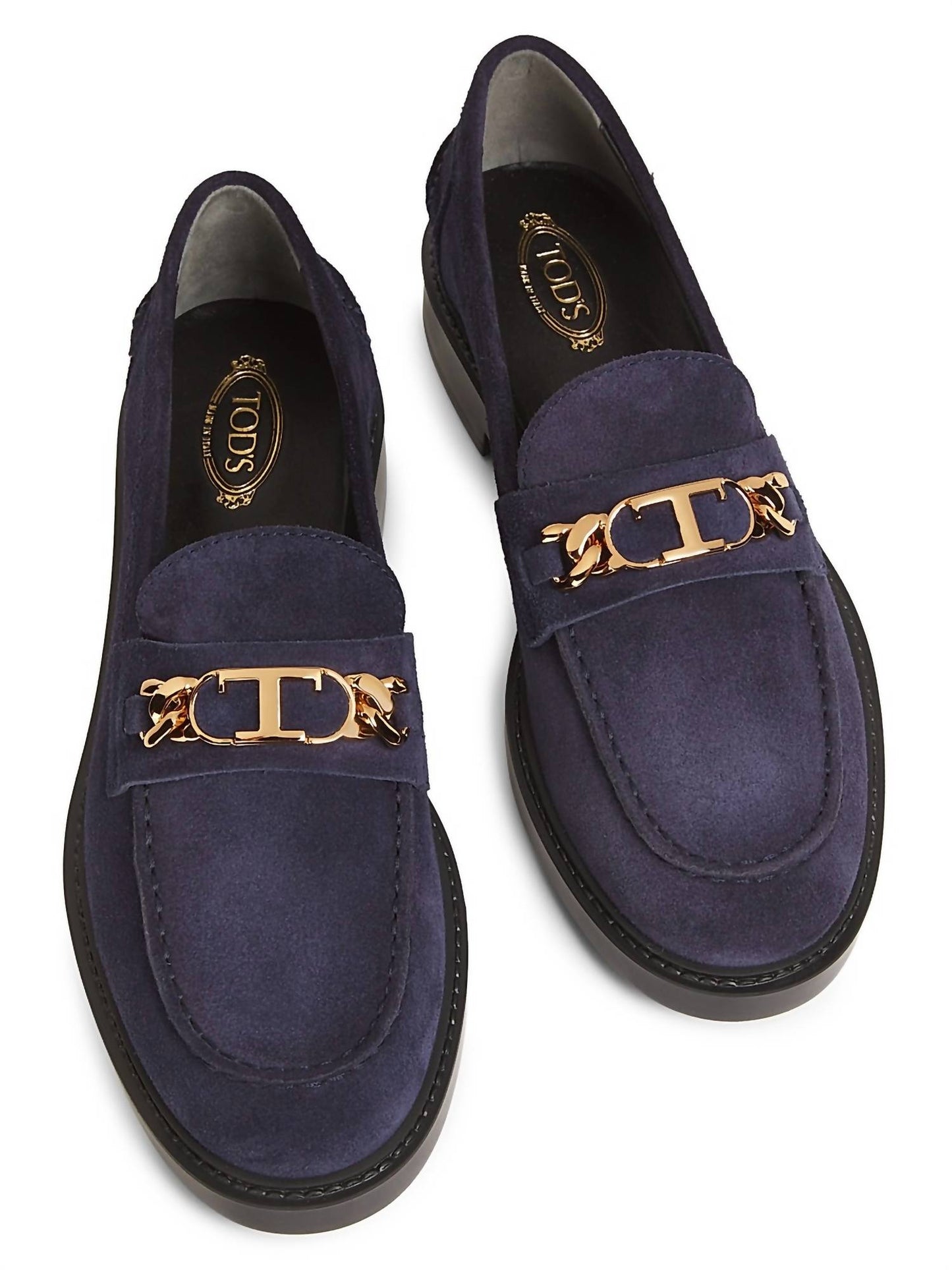 Damen Slipper Mocassino mit T-Kette