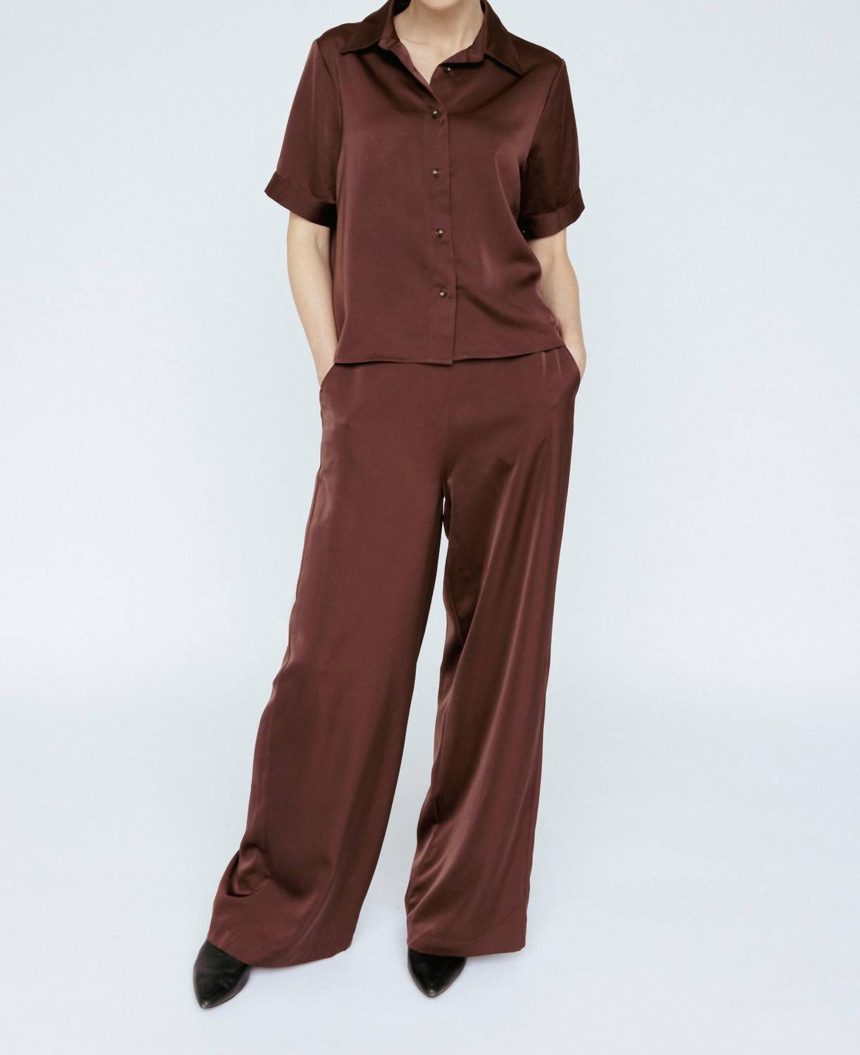 Damen-Satinhose mit weitem Bein