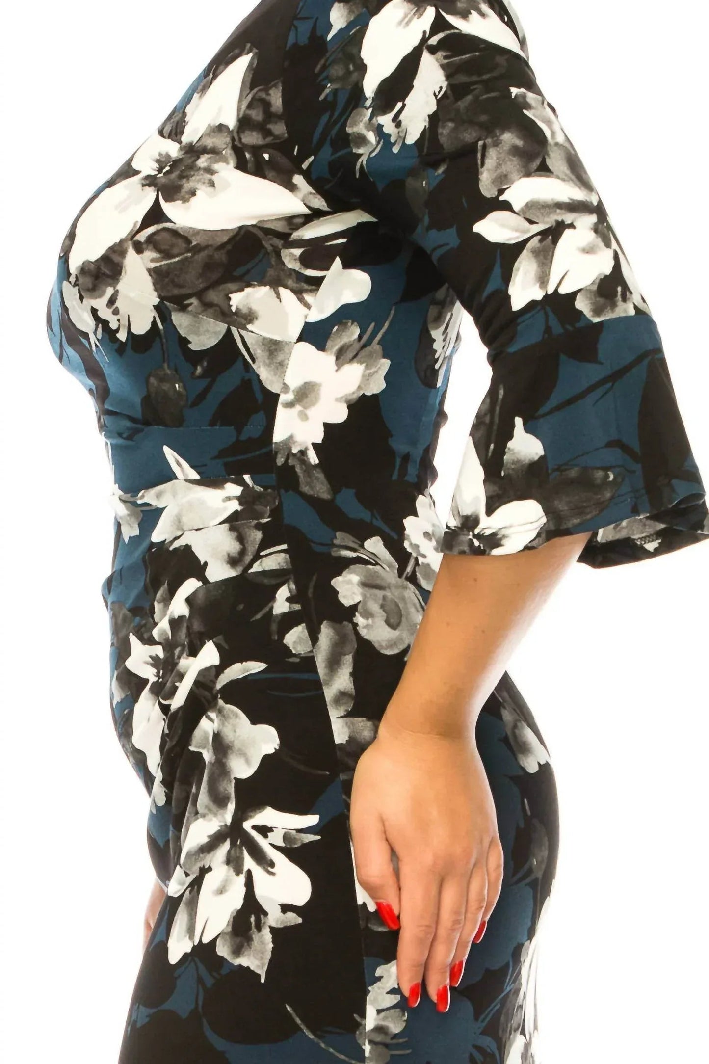 Floral Print Pleated Waist Dress