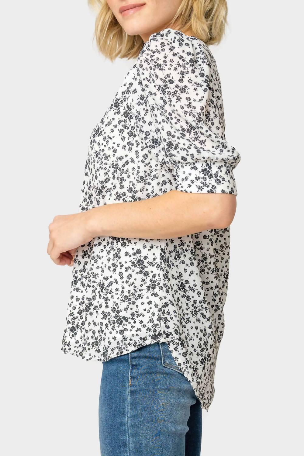 Puff Sleeve V-Neck Blouse