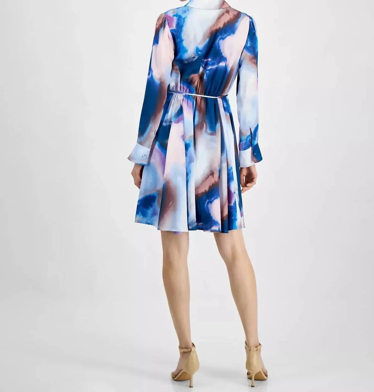 Spread-collar Long-sleeve Dress