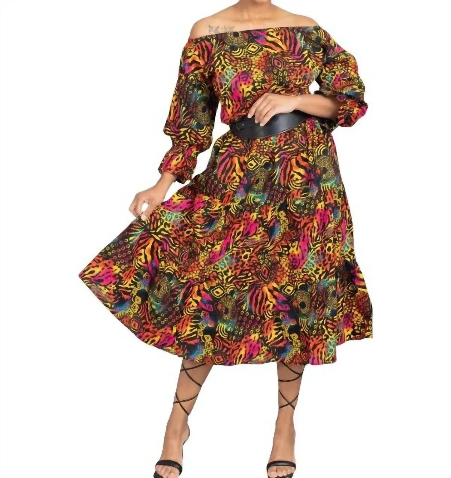 Off-shoulder Midi Dress