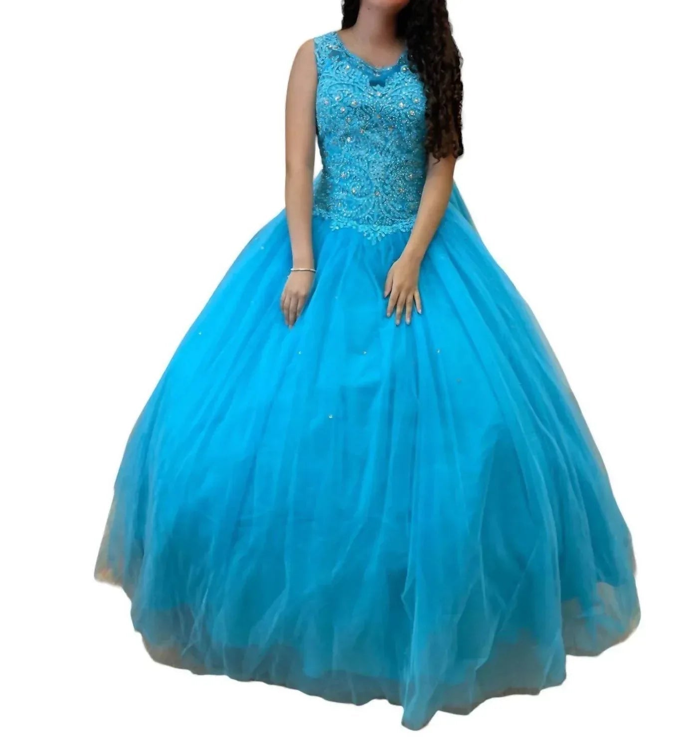 Rundhals-Quinceañera-Kleid
