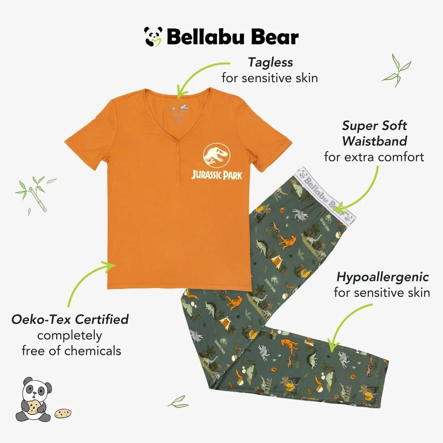 Damen Jurassic Park Safari Bambus Pyjama Set