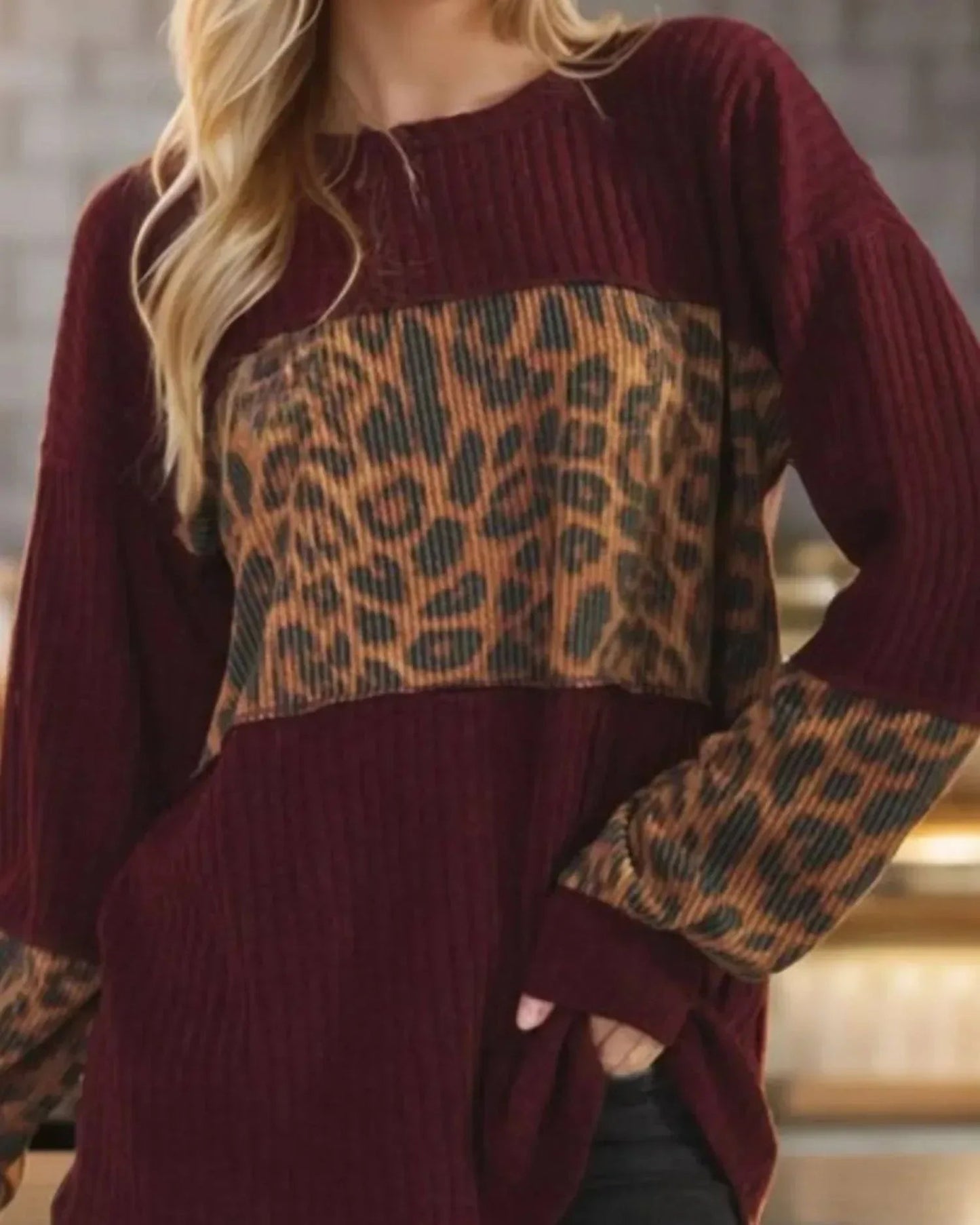 Leopard Colorblock Sweater