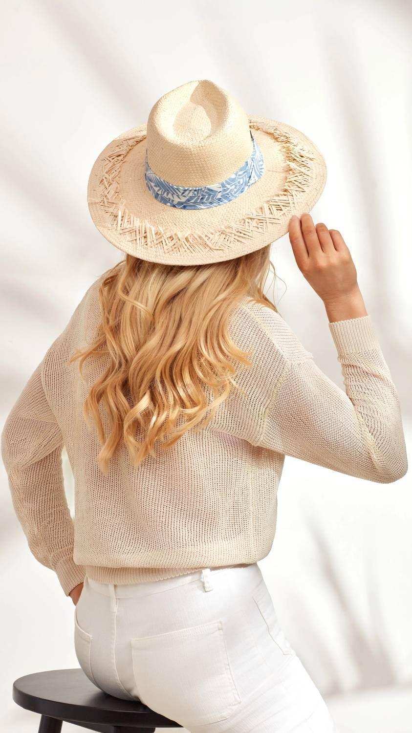 Printed fringe safari hat