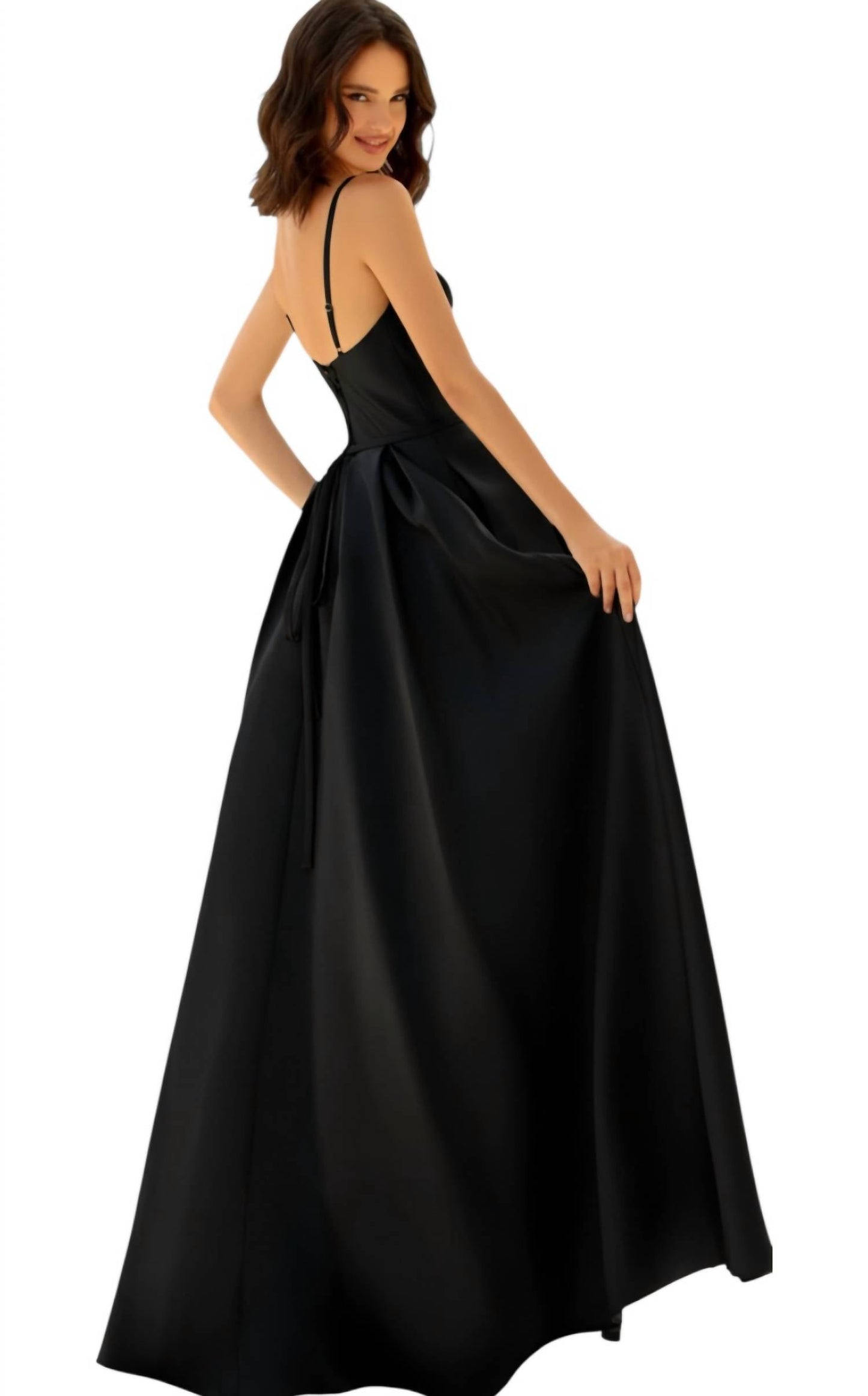 Maxikleid mit V-Ausschnitt und ausgestelltem Rock