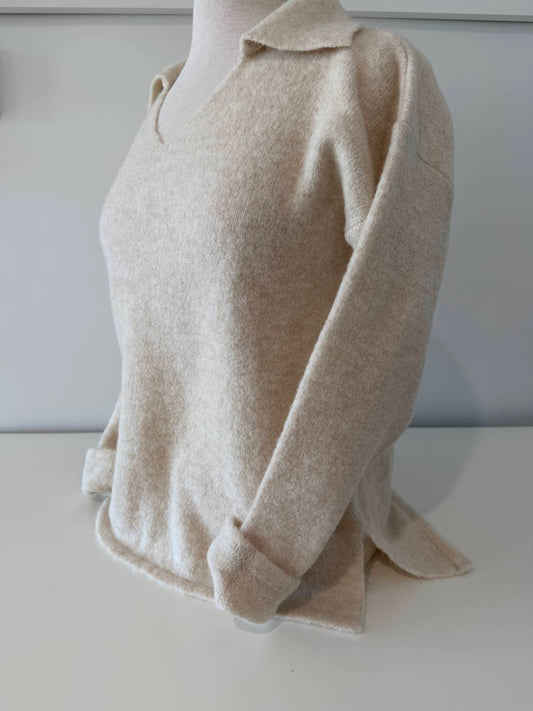 Women's Jersey Llanes V-neck Collared Sweater