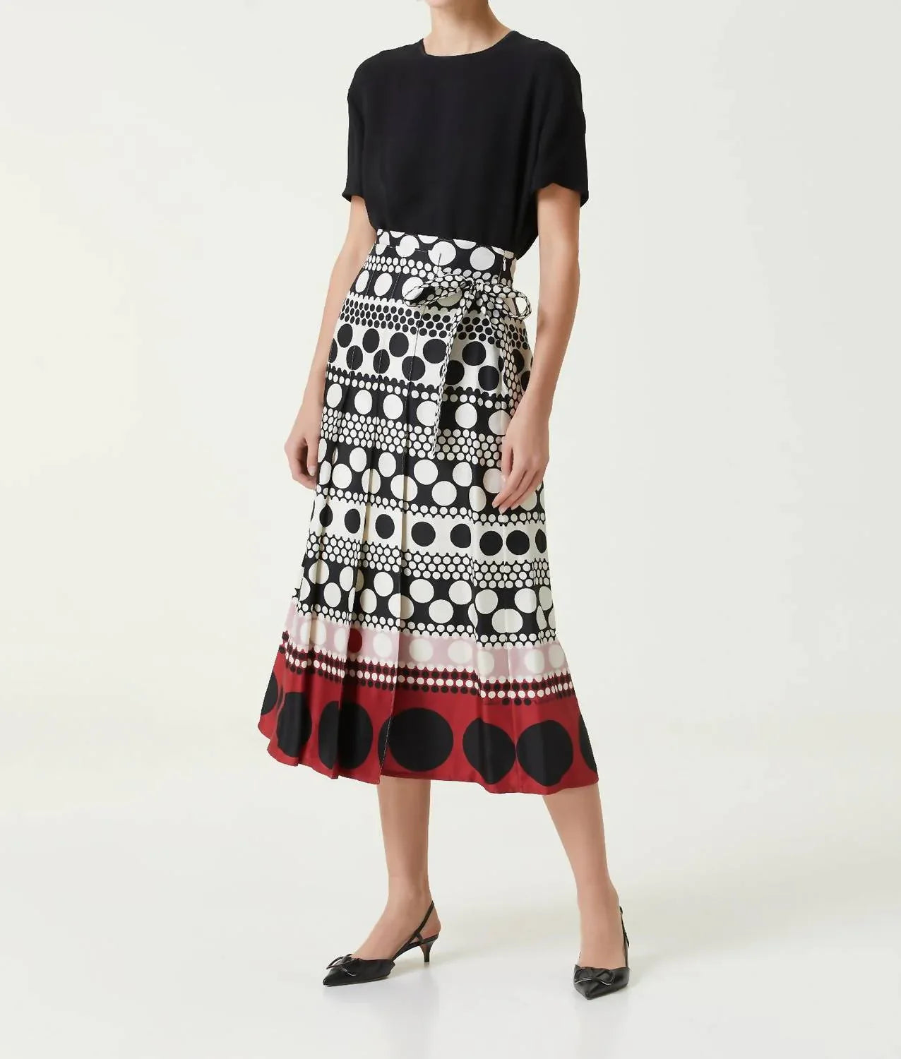 Polka Dot Midi Silk Skirt