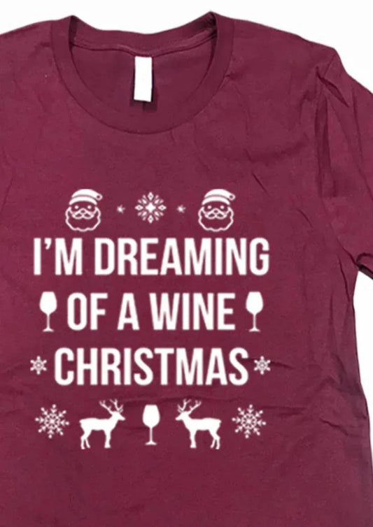 Women's Dreaming Of A Wine Christmas Tee - Plus
